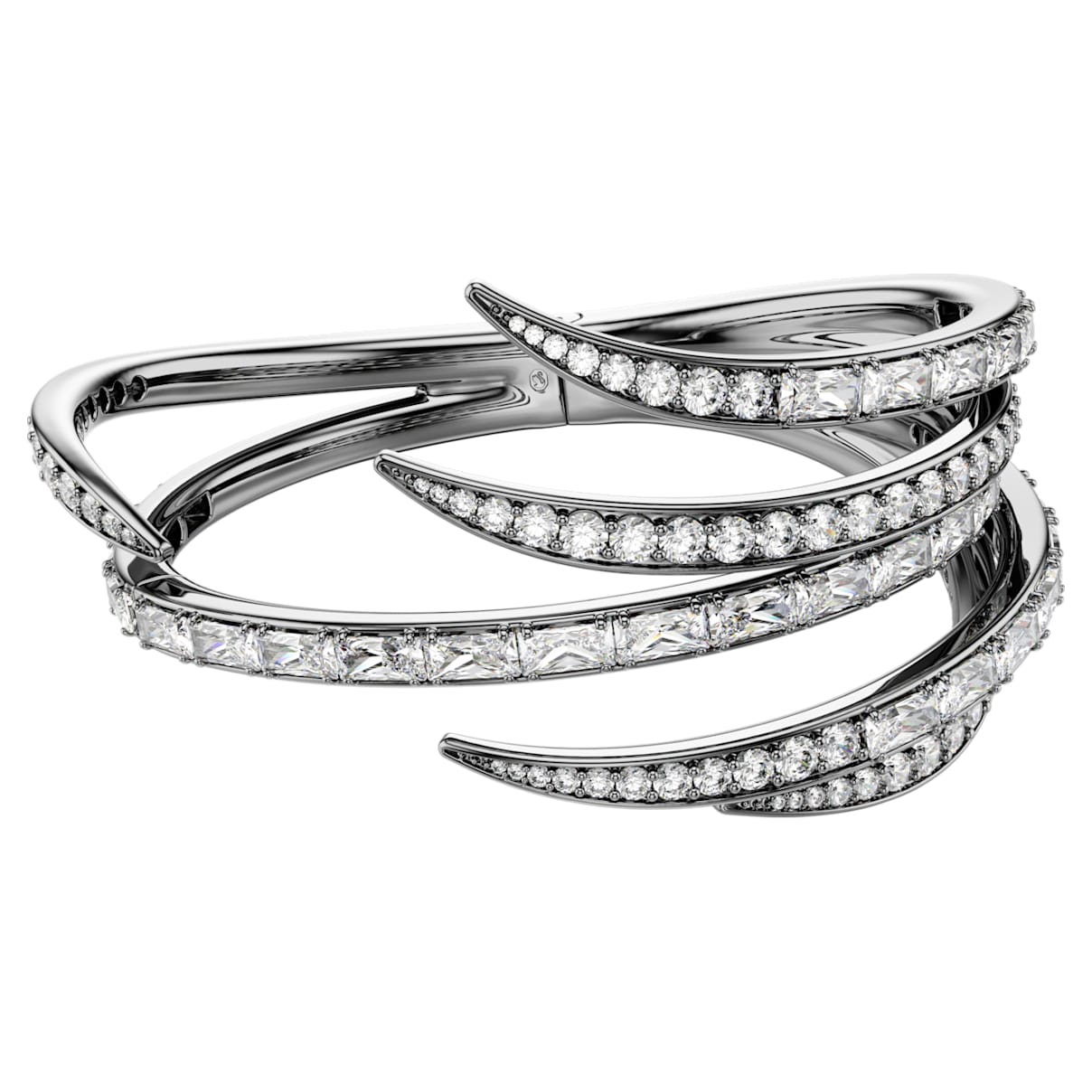 THE VIENNA COLLECTION BANGLE FEATHER WHITE RUTHENIUM PLATED