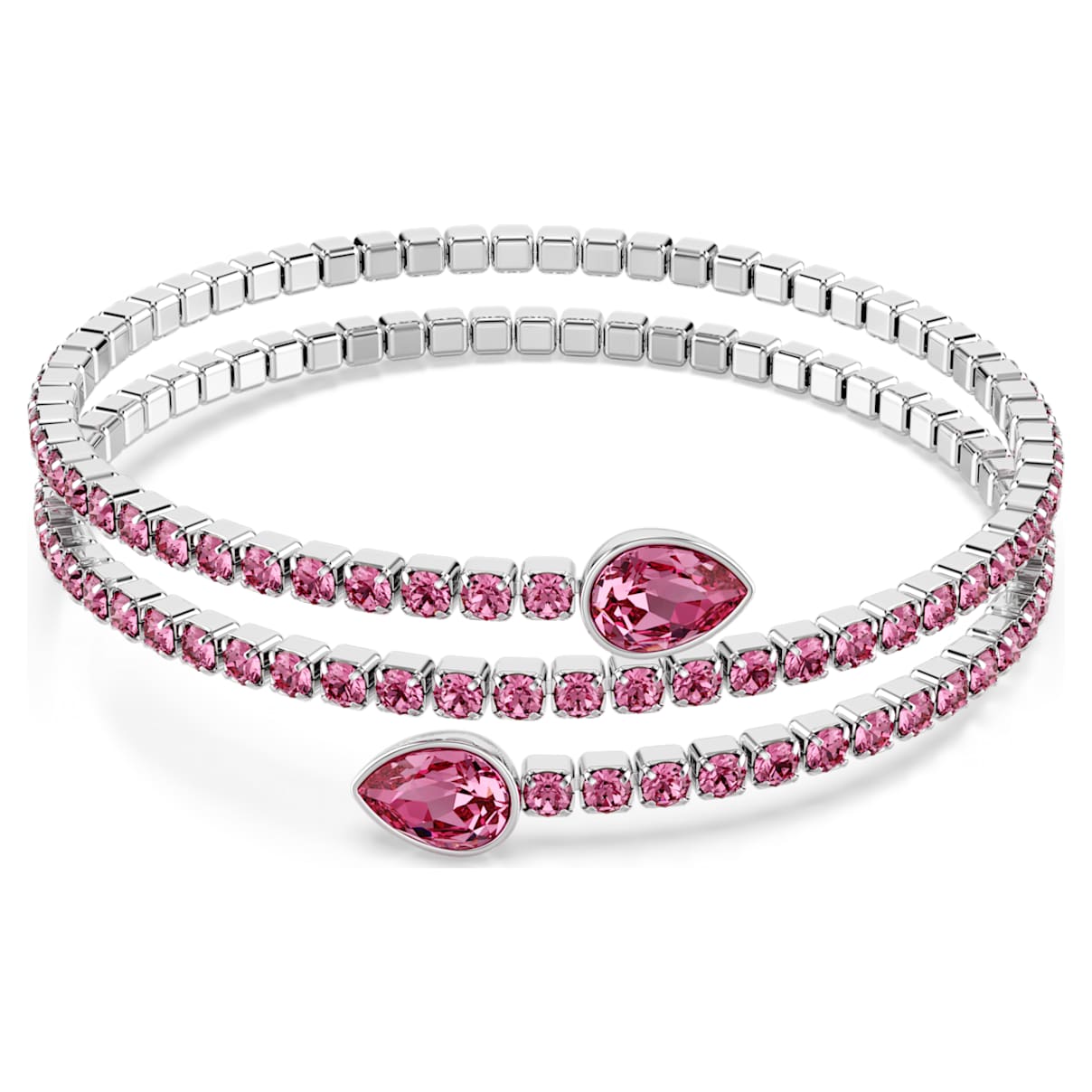 TWISTY CUFF MIXED CUTS PINK RHODIUM PLATED