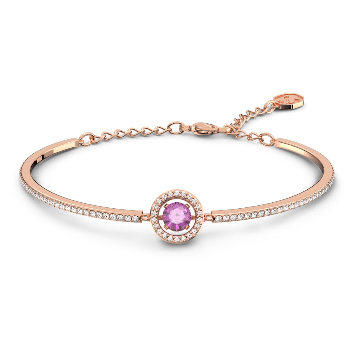UNA BANGLE ROUND CUT PURPLE ROSE GOLD TONE PLATED