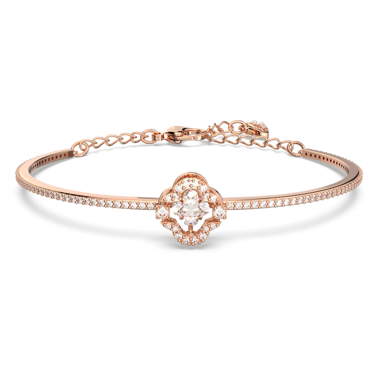 UNA BANGLE CLOVER WHITE ROSE GOLD TONE PLATED