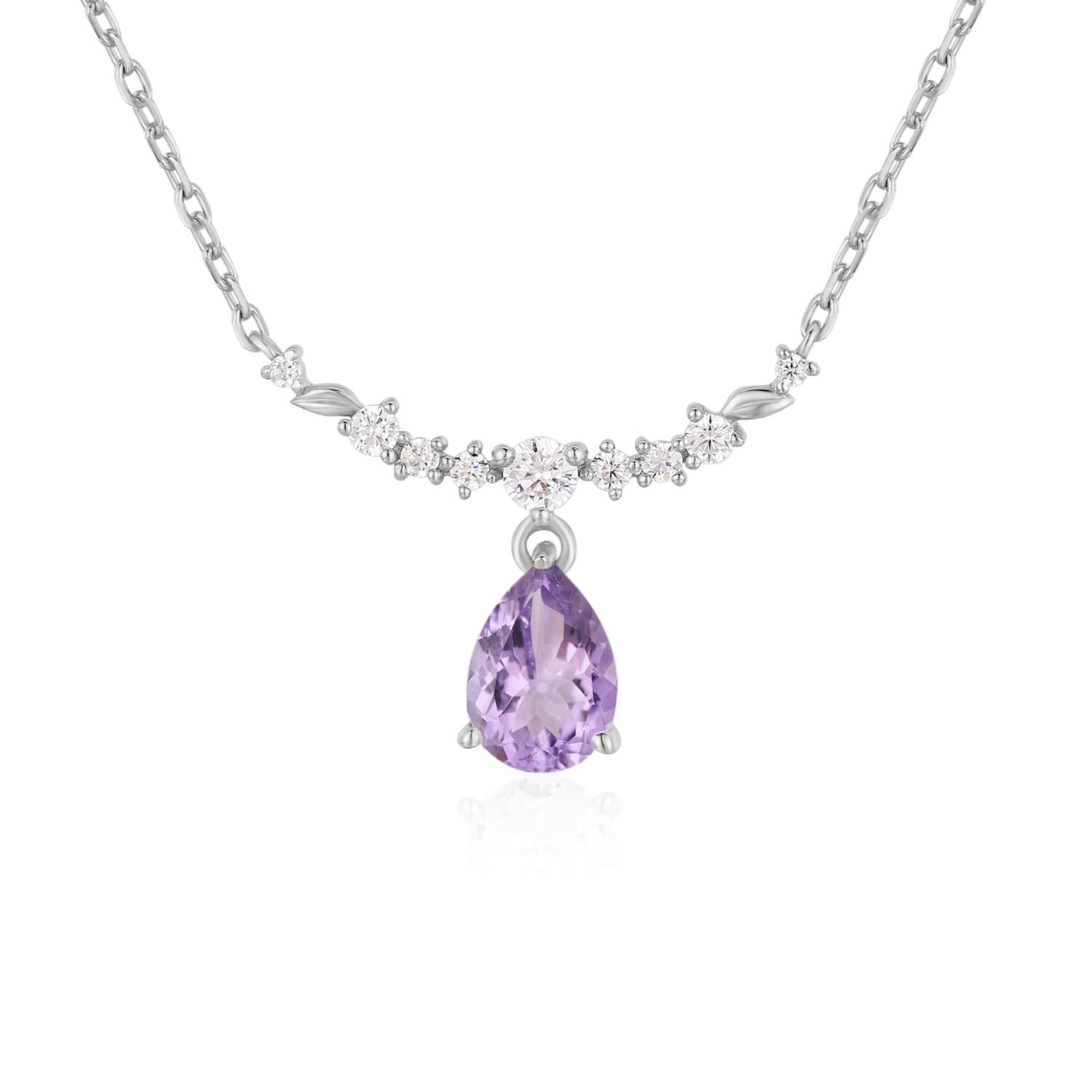 Breezy Whisper Amethyst Necklace White Gold Vermeil
