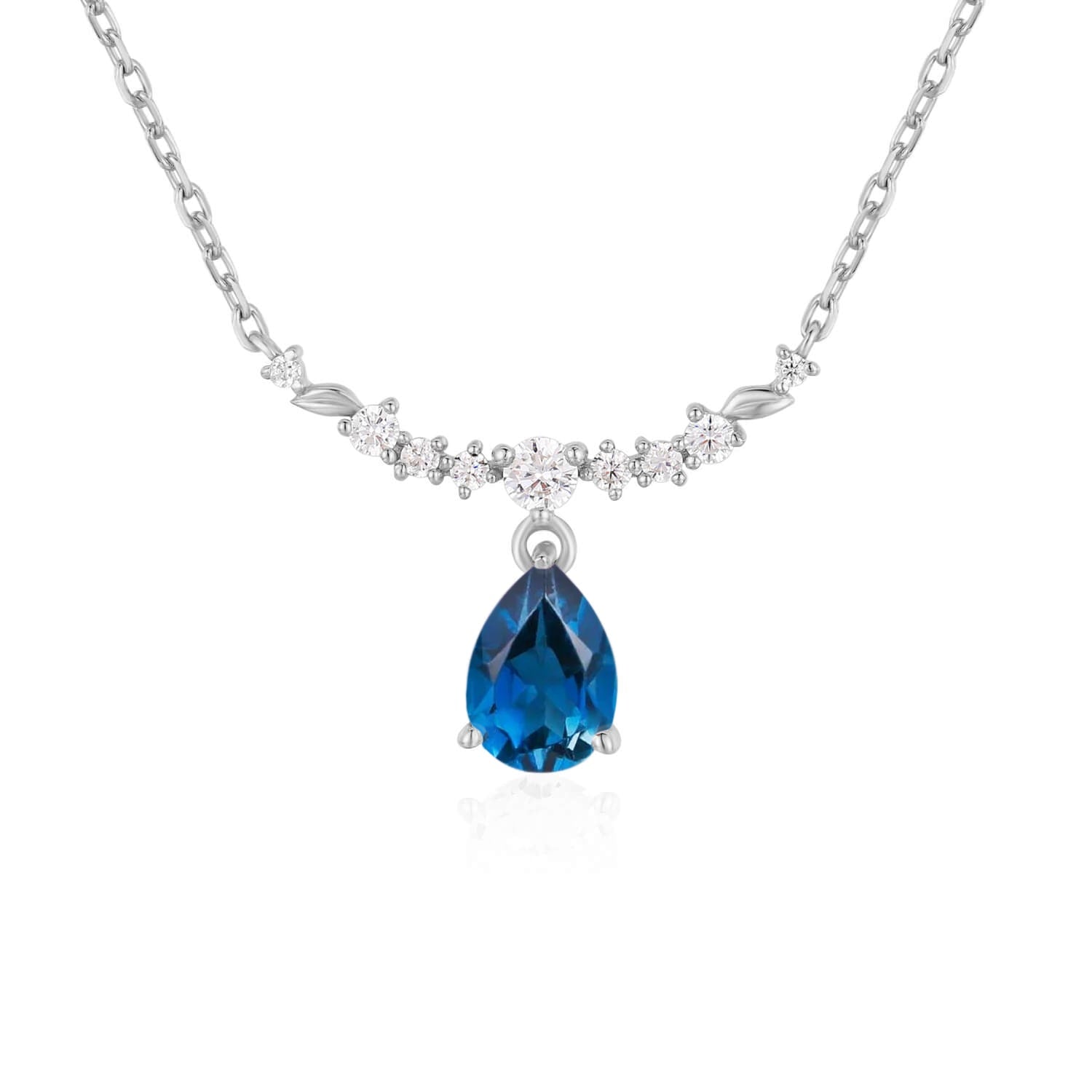 Breezy Whisper London Blue Topaz Necklace White Gold Vermeil