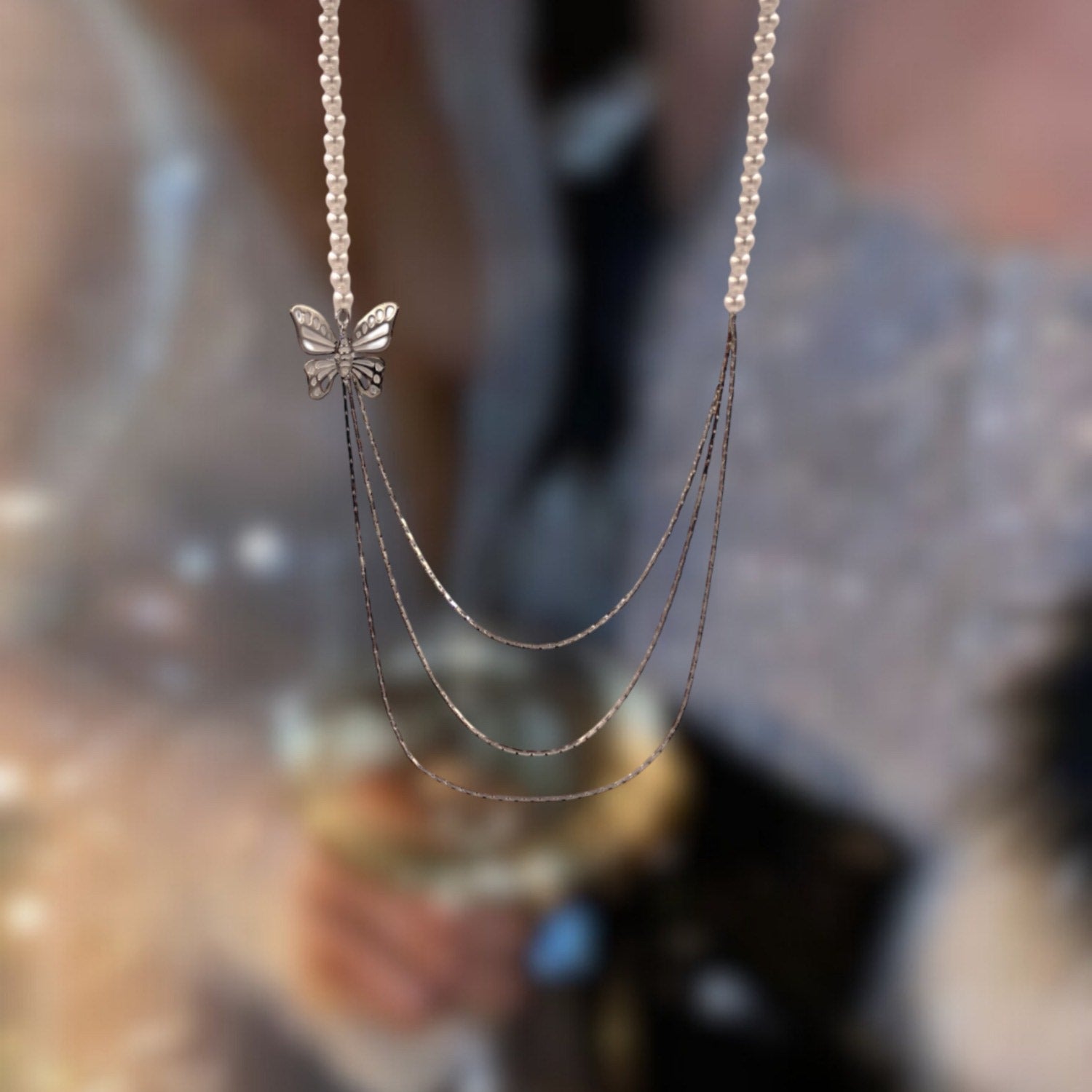 Bridal Pearl Butterfly Necklace