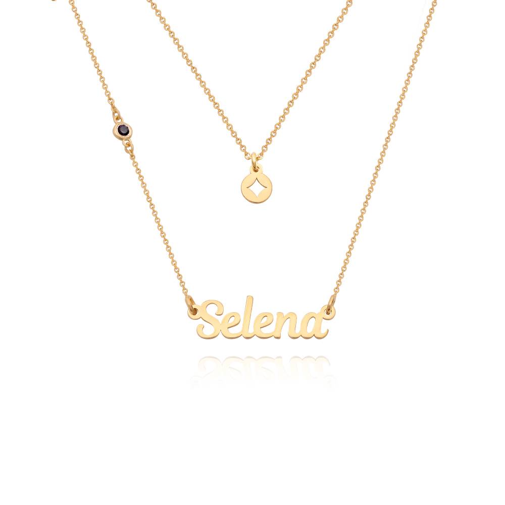 Bridget Star Layered Name Necklace with Gemstone in 18K Gold Plating