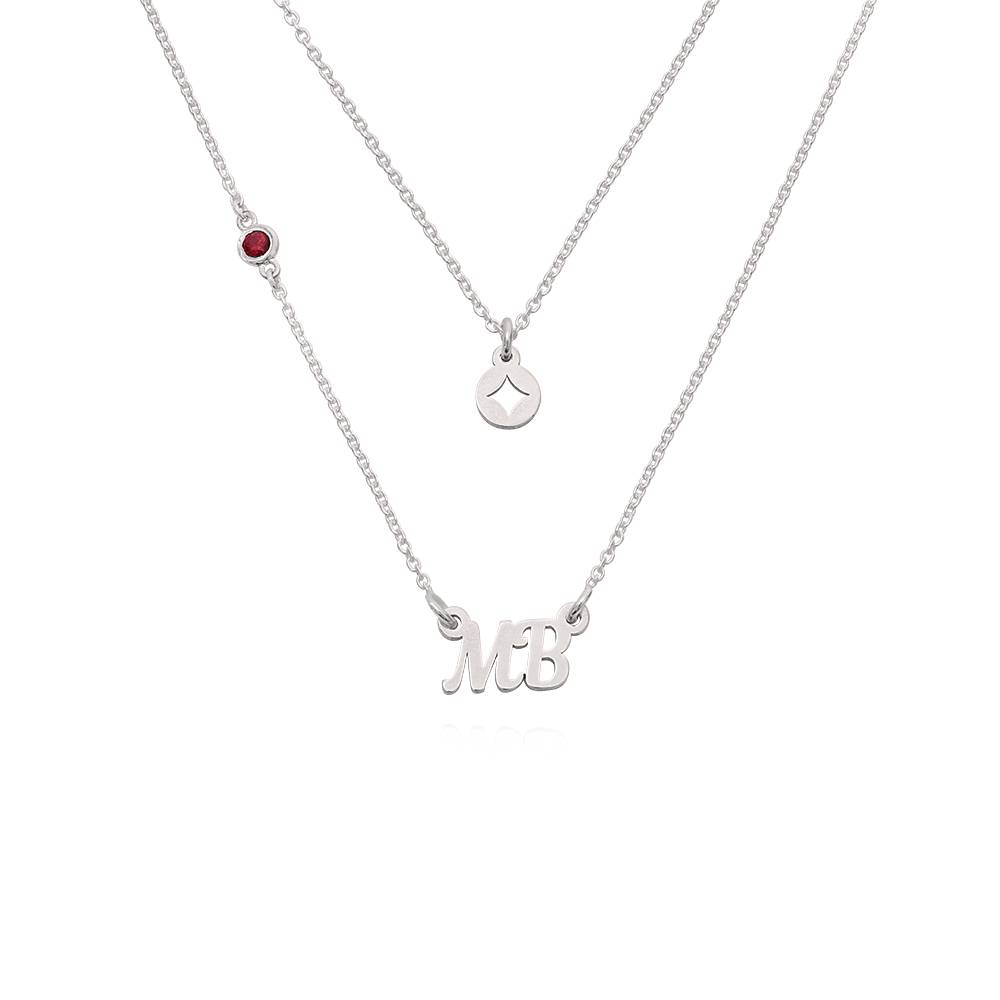 Bridget Star Layered Name Necklace with Gemstone in Sterling Silver