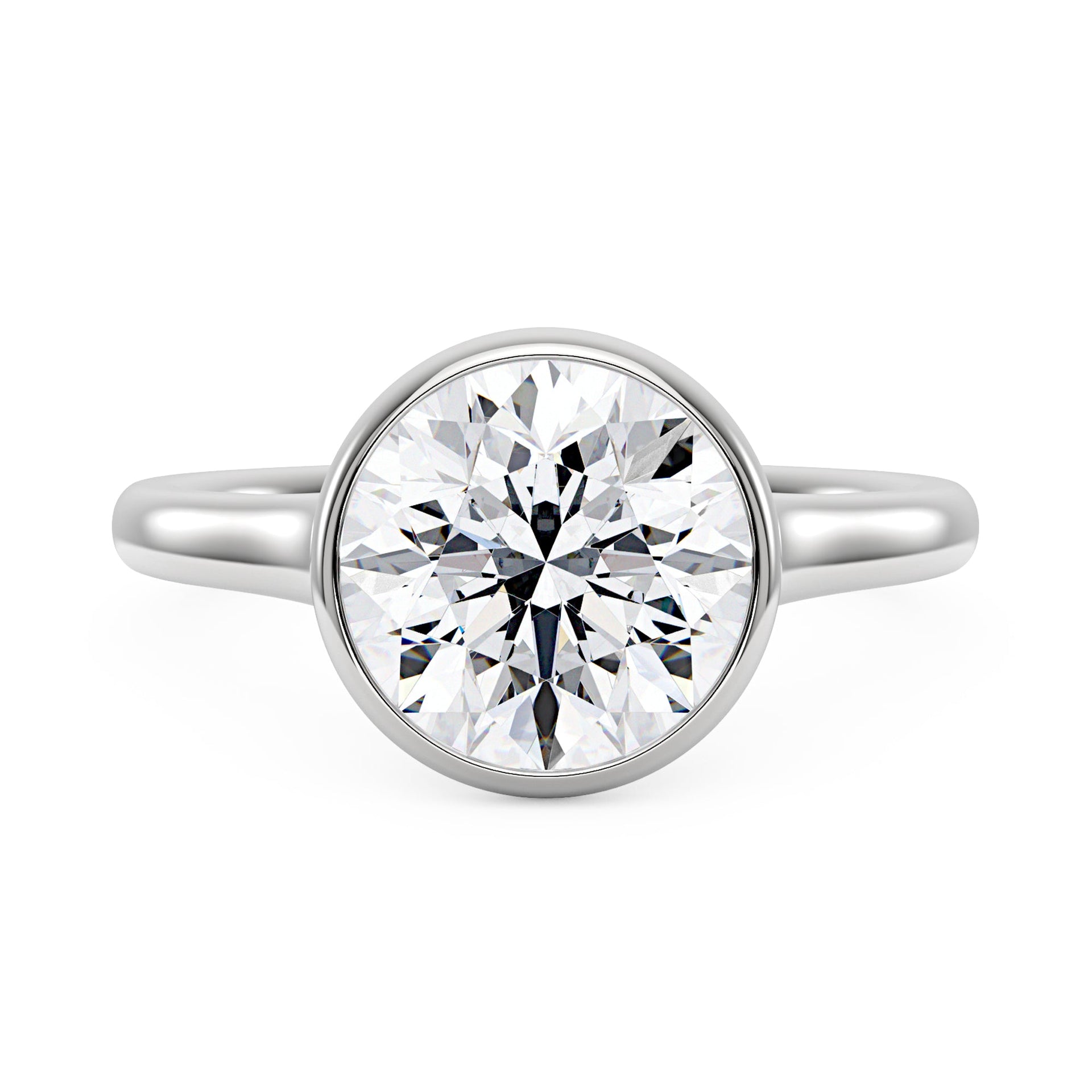2 Carat Round Moissanite Bezel Engagement Ring