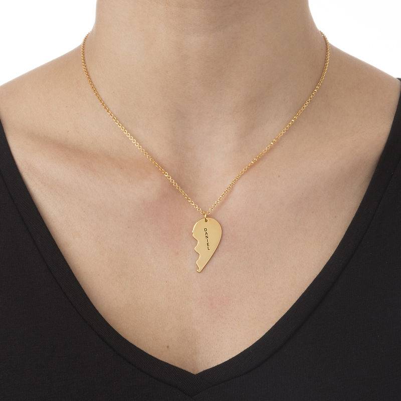 Wedding Gift - Broken Heart Necklace for Couples in 18k Gold Vermeil