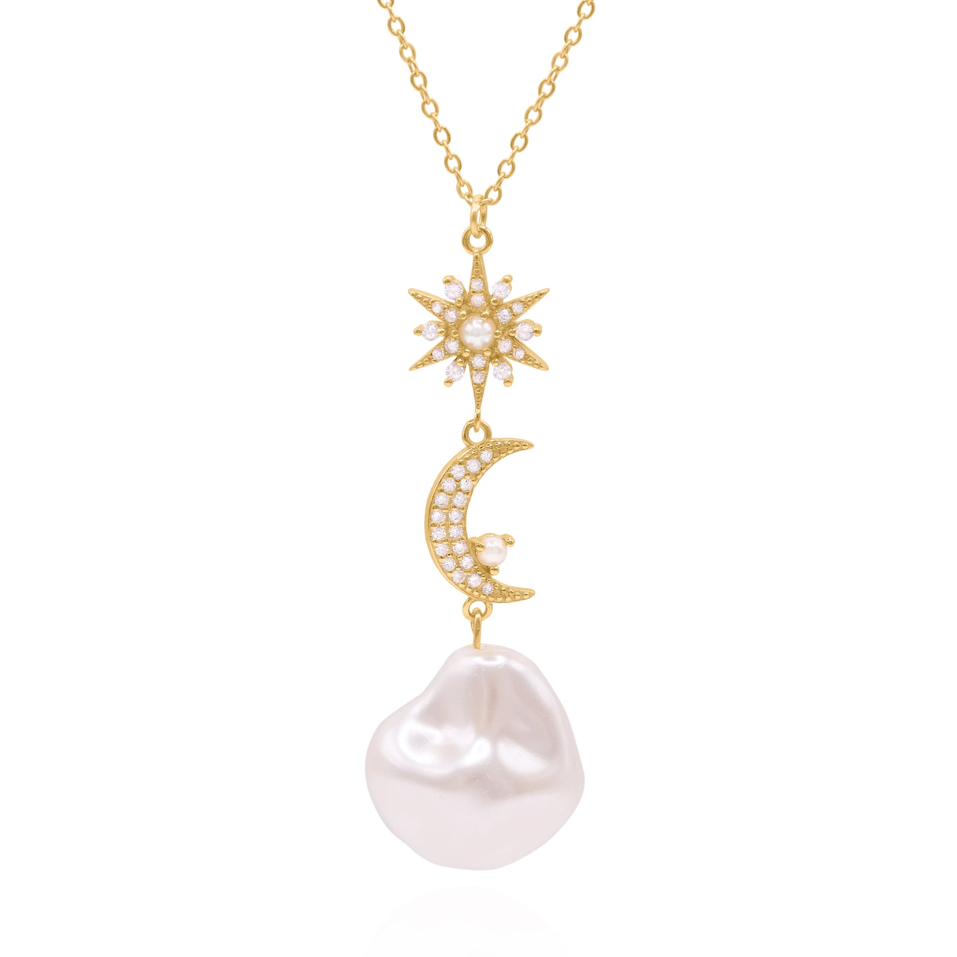 Bronte Pearl Drop Necklace | Gold Plated | Bridal Wedding