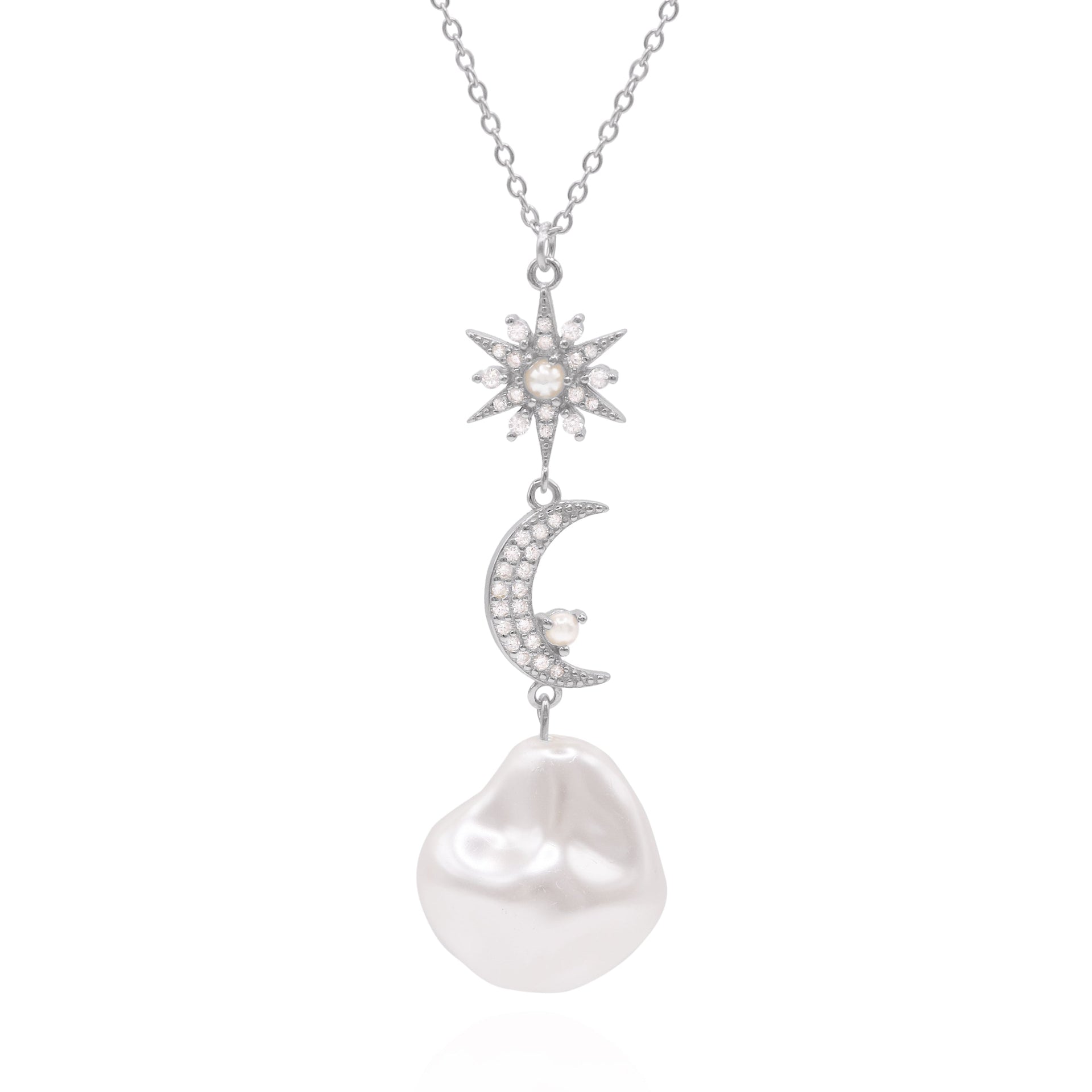 Bronte Pearl Drop Necklace | Sterling Silver | Wedding Bridal