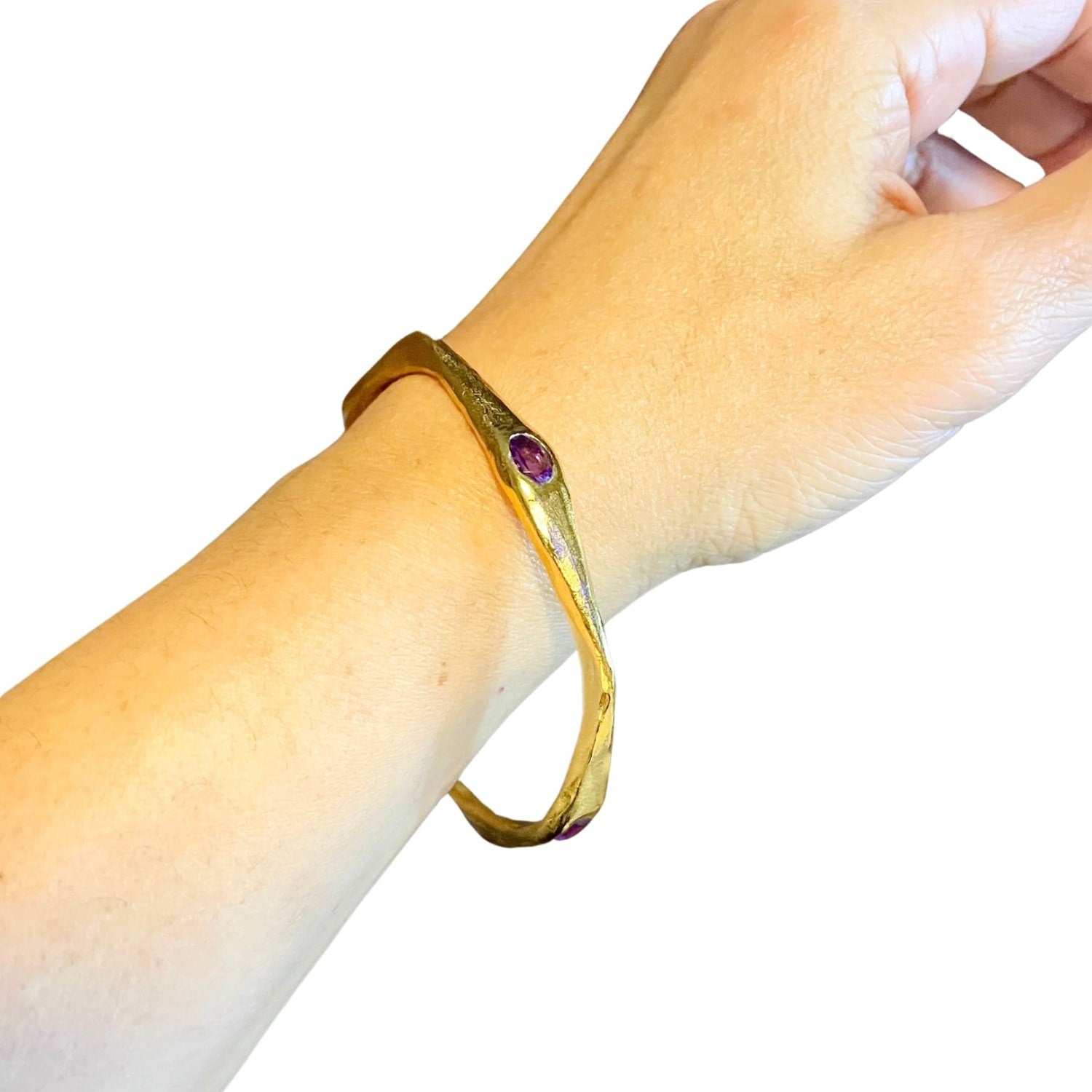 Brooke - Amethyst Four Stone Gold Bangle Bracelet