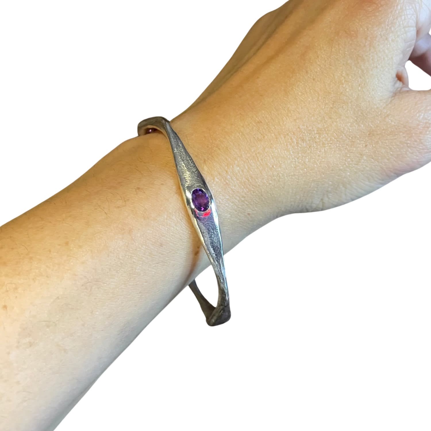 Brooke - Amethyst Four Stone Silver Bangle Bracelet