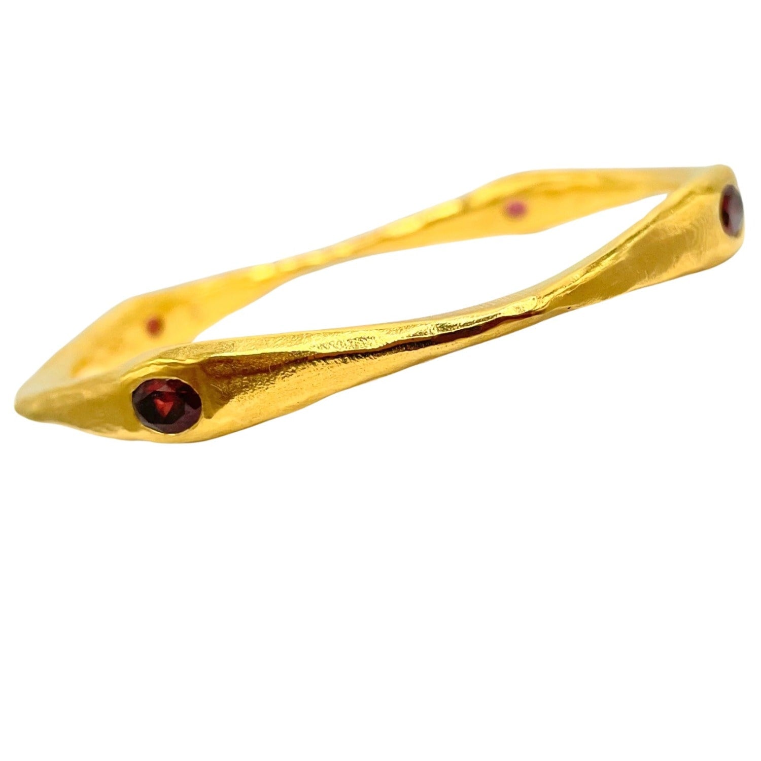 Brooke - Garnet Four Stone Gold Bangle Bracelet