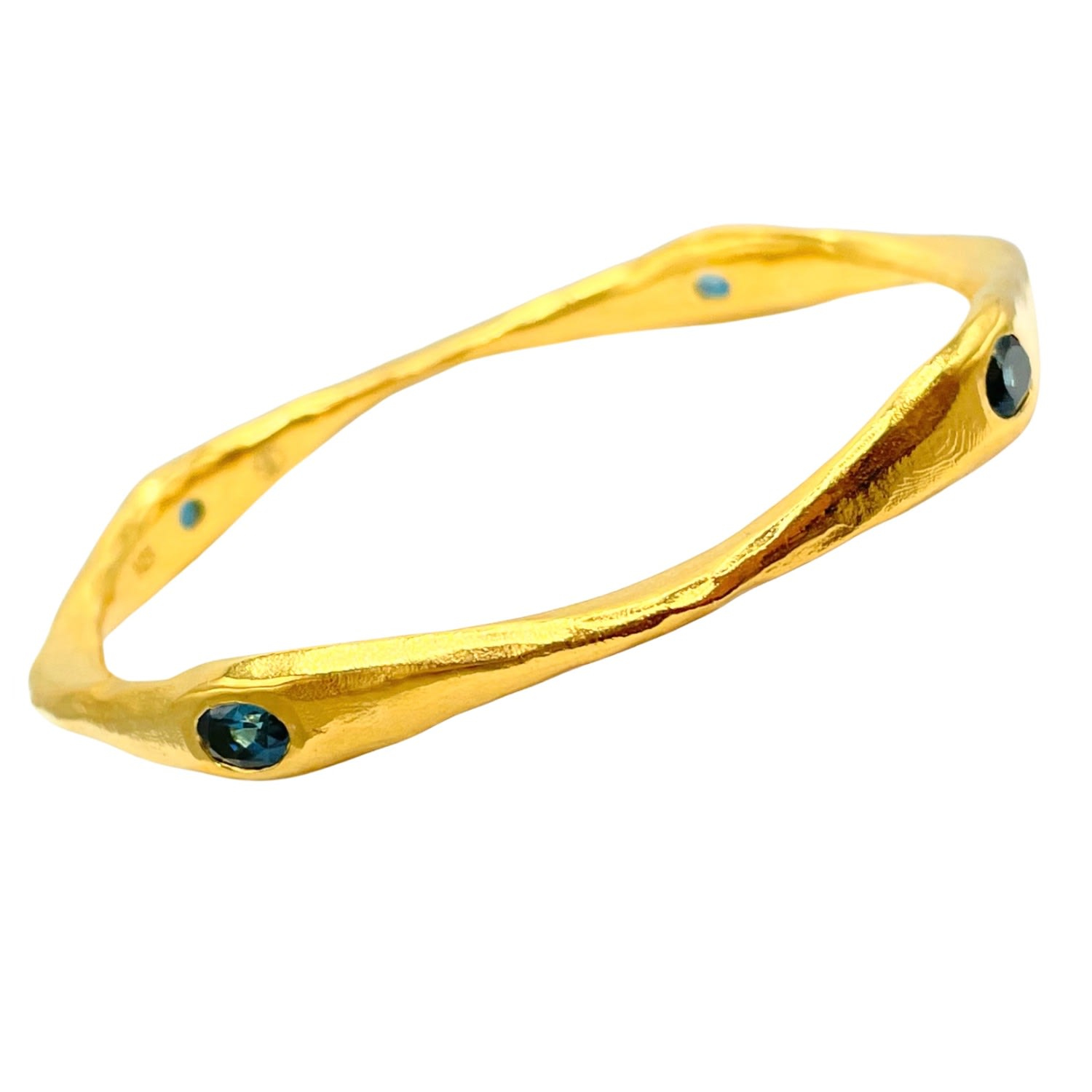 Brooke - London Blue Topaz Four Stone Gold Bangle Bracelet