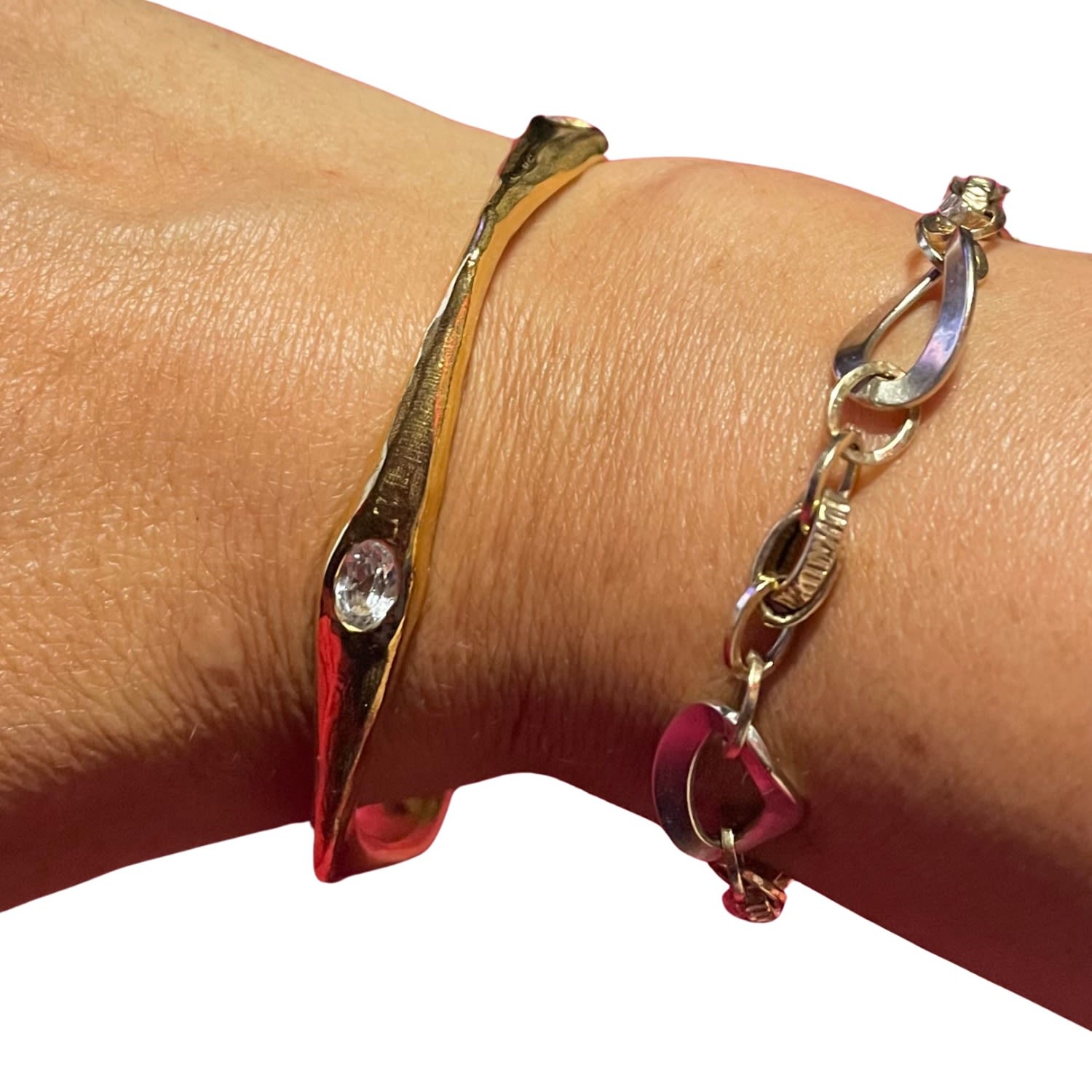 Brooke - White Topaz Four Stone Gold Bangle Bracelet