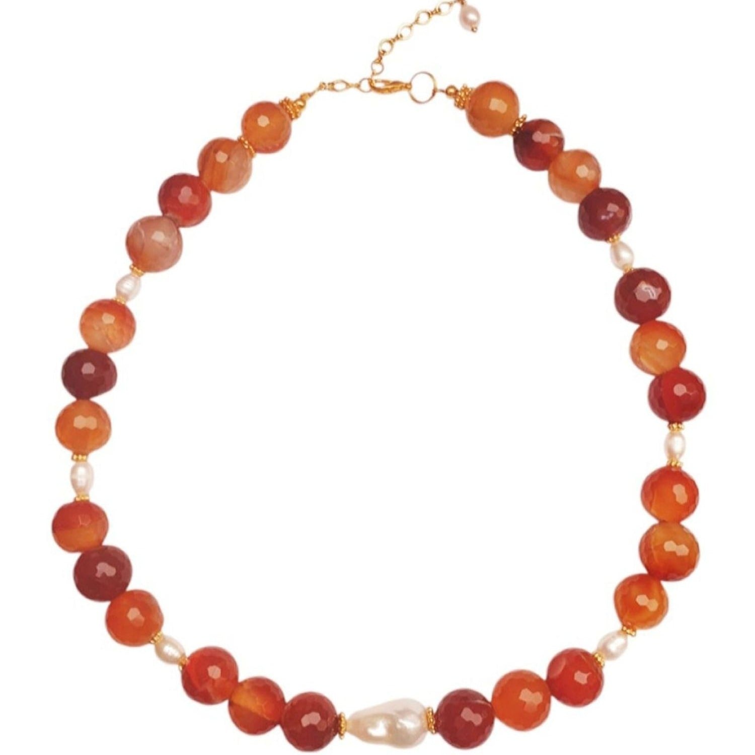 Brown Agate & Pearl Statement Necklace