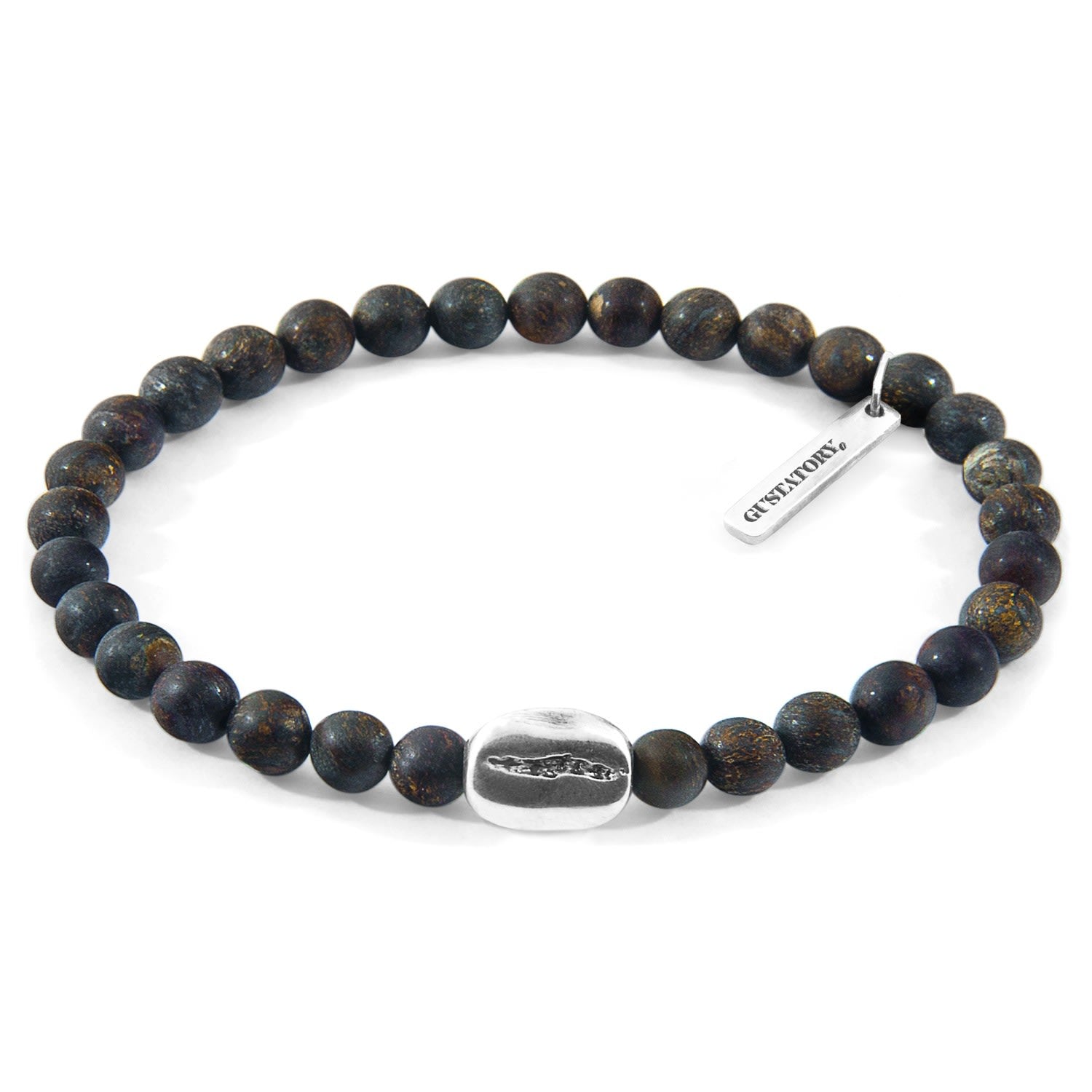 Brown Bronzite Gustatory Coffee Bean Silver & Stone Bracelet