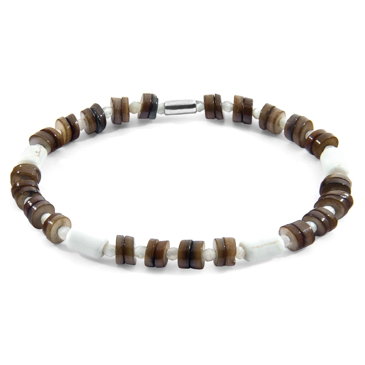 Brown Maisie Silver & Freshwater Shell Skinny Bracelet