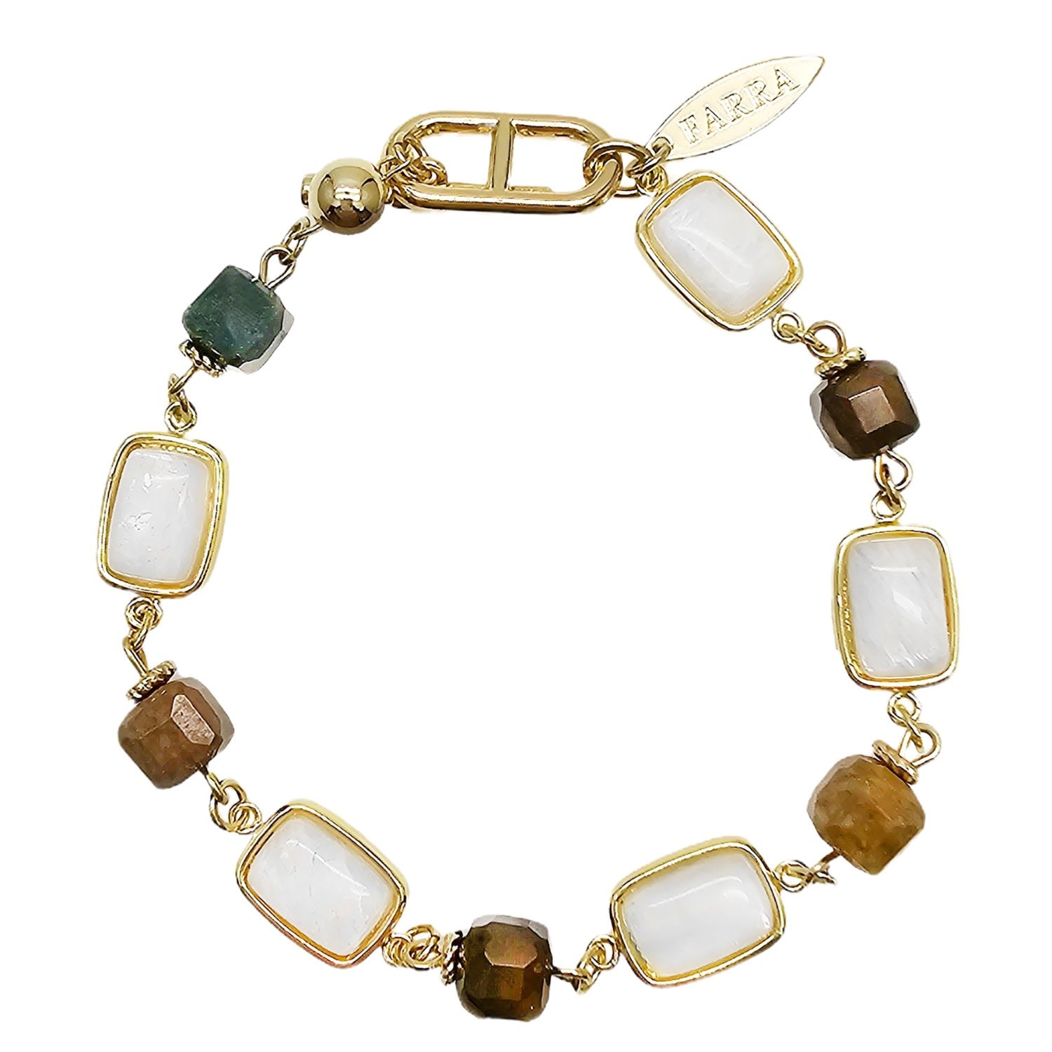 Brown Tiger Eye Stone With Moonstone Bracelet