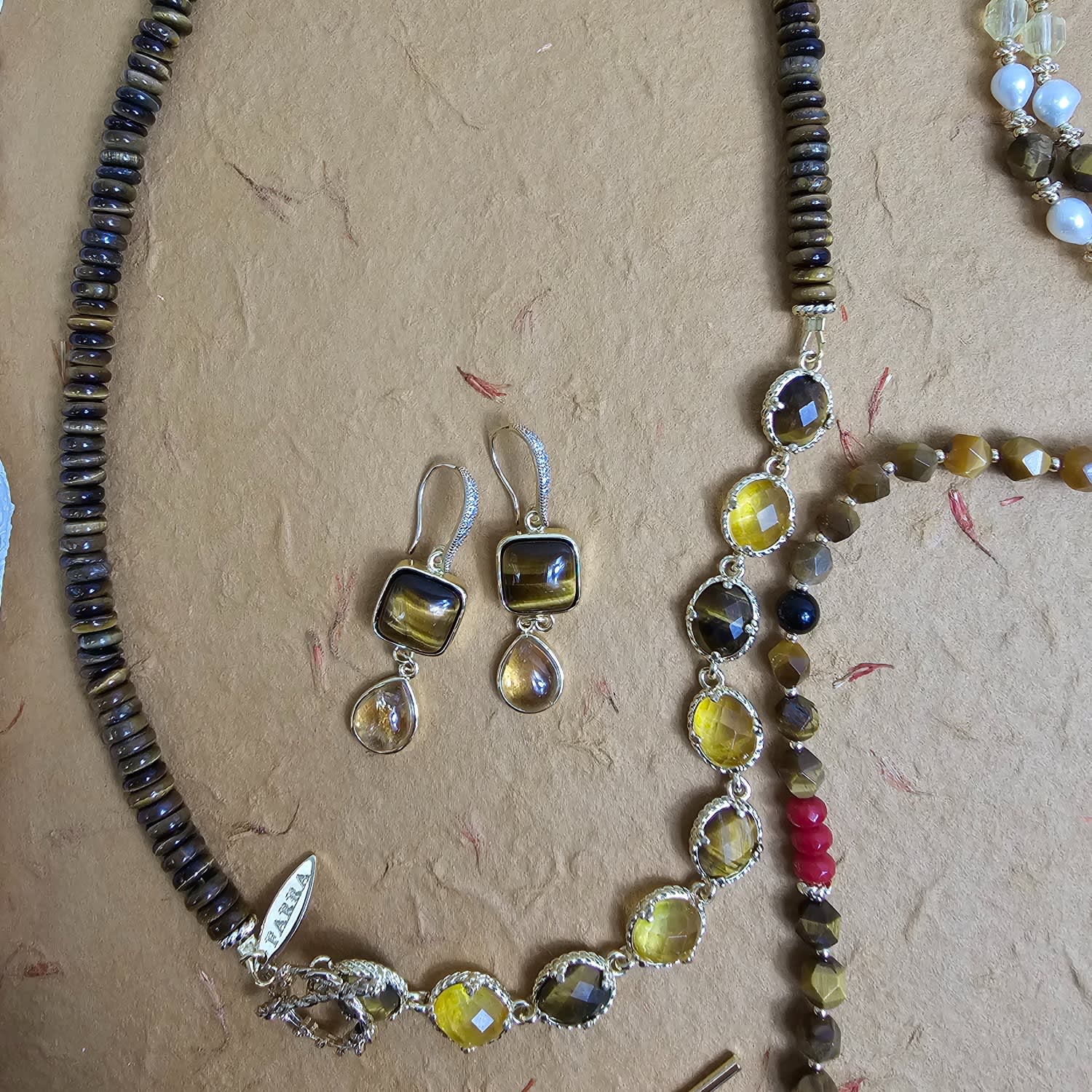 Brown Tiger-Eye With Citrine Statement Necklace