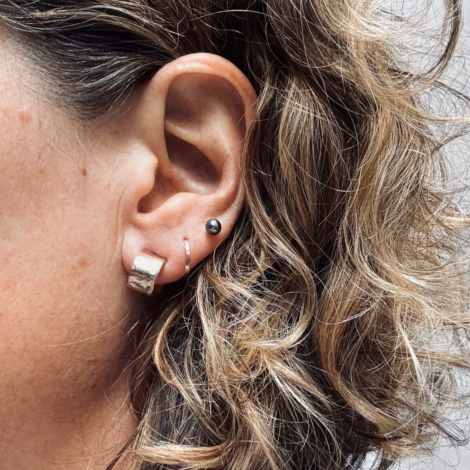 Brutalist Circular Huggie In Filled Gold