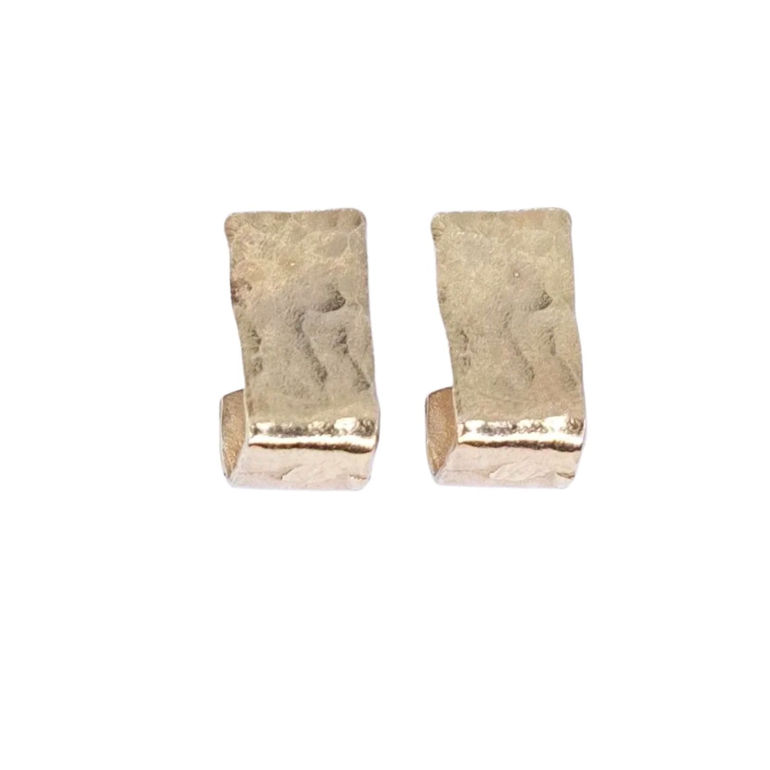 Brutalist Rectangular Huggie In Filled Gold