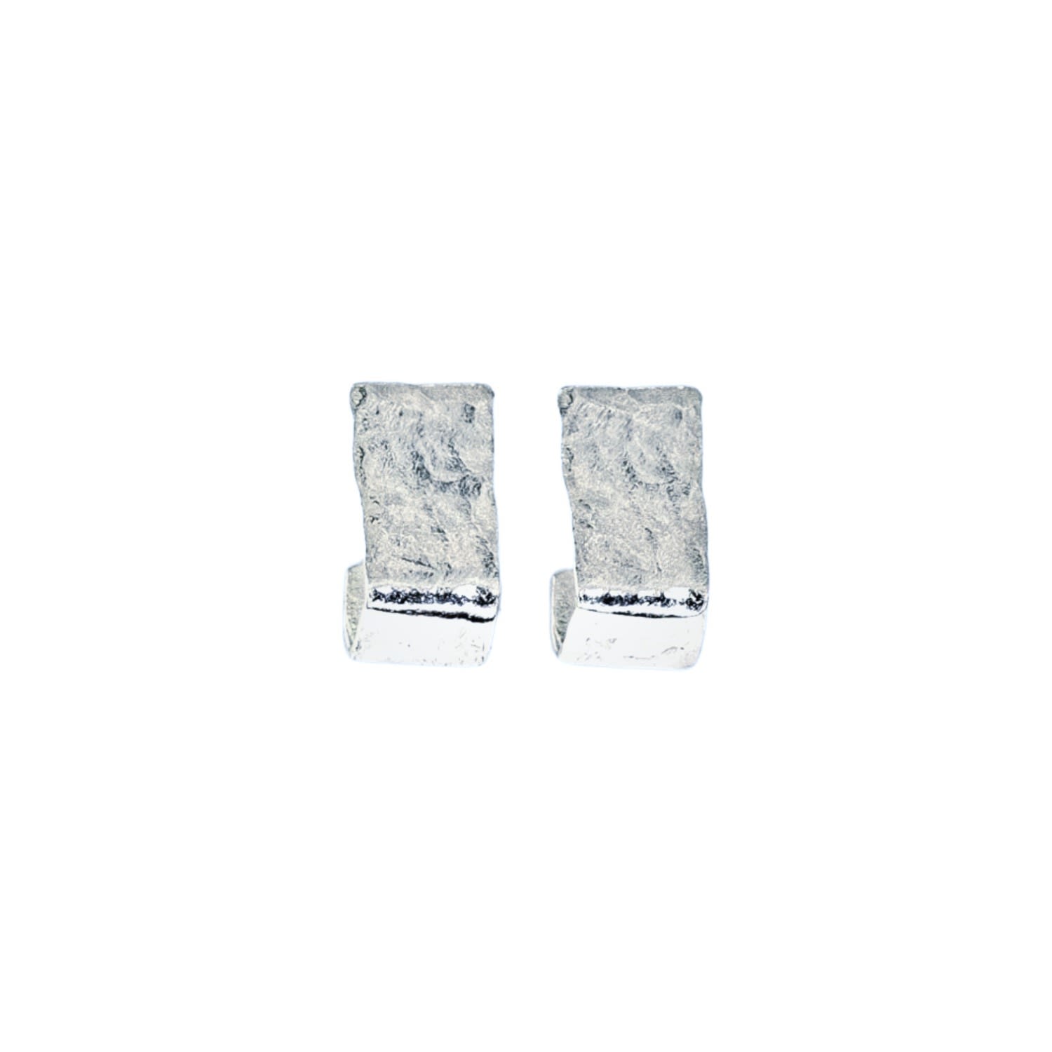 Brutalist Rectangular Huggie In Silver