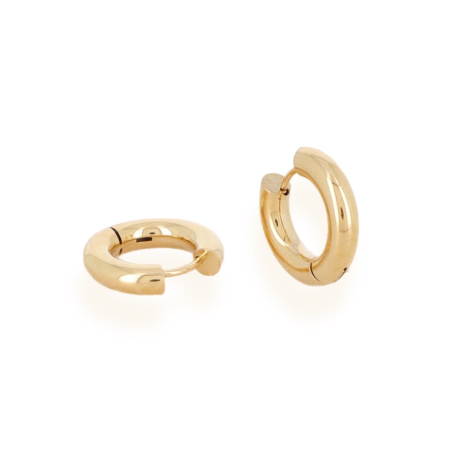 Bryn Huggie Gold Classic Hoops, Lightweight & Tarnish Free Gold