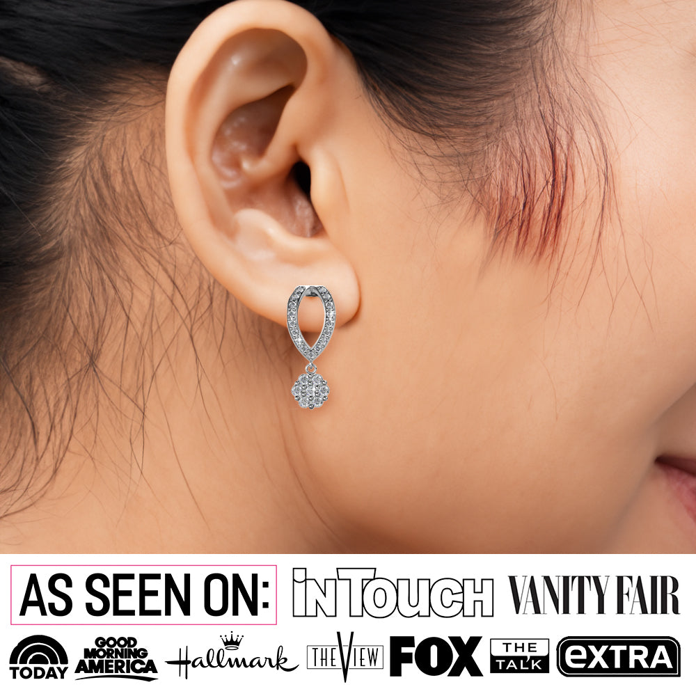 Megan 18k White Gold Plated Diamond Dangle Stud Earrings with Swarovski Crystals