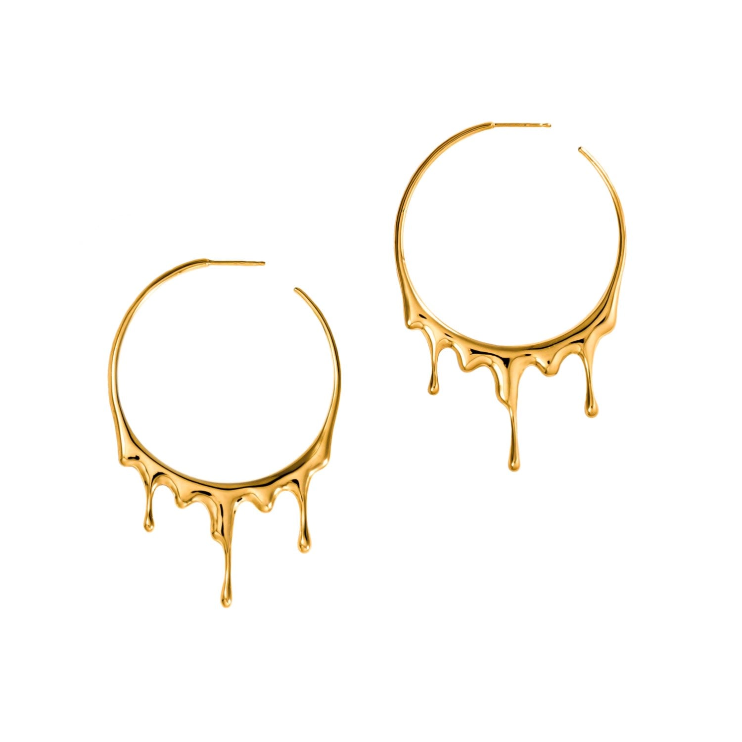 Dripping Circular L Gold Vermeil Hoop Earrings