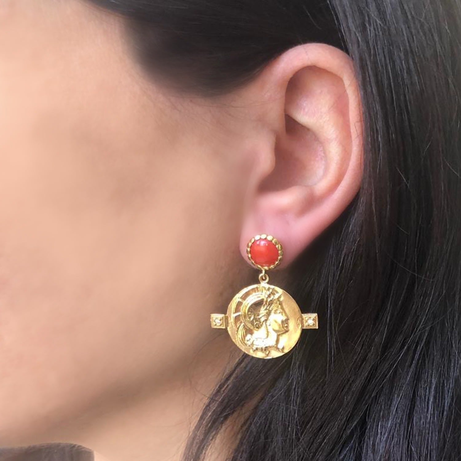 Gold-Plated Achilles Carnelian Earrings