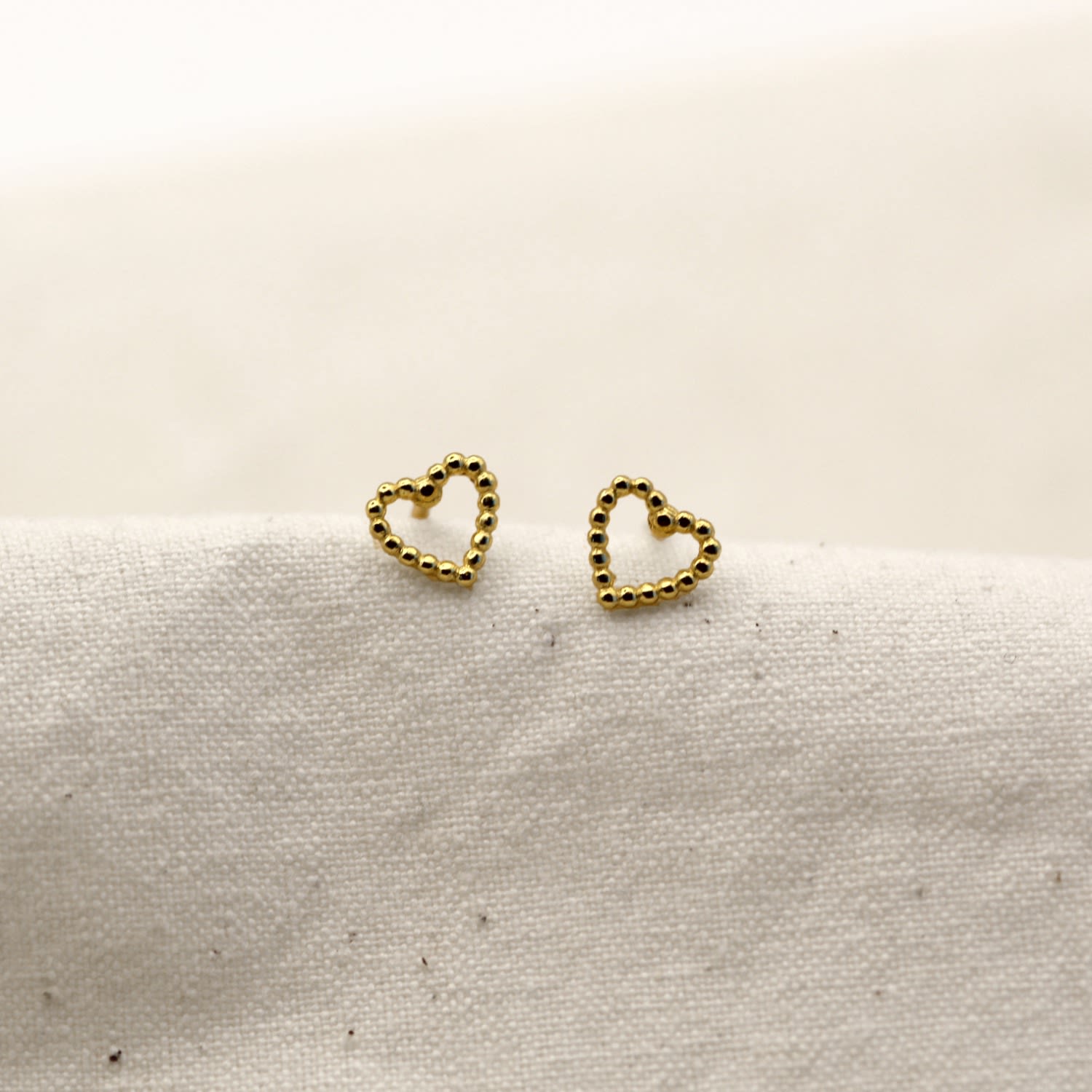 14K Bubble Cute Heart Yellow Solid Gold Earrings