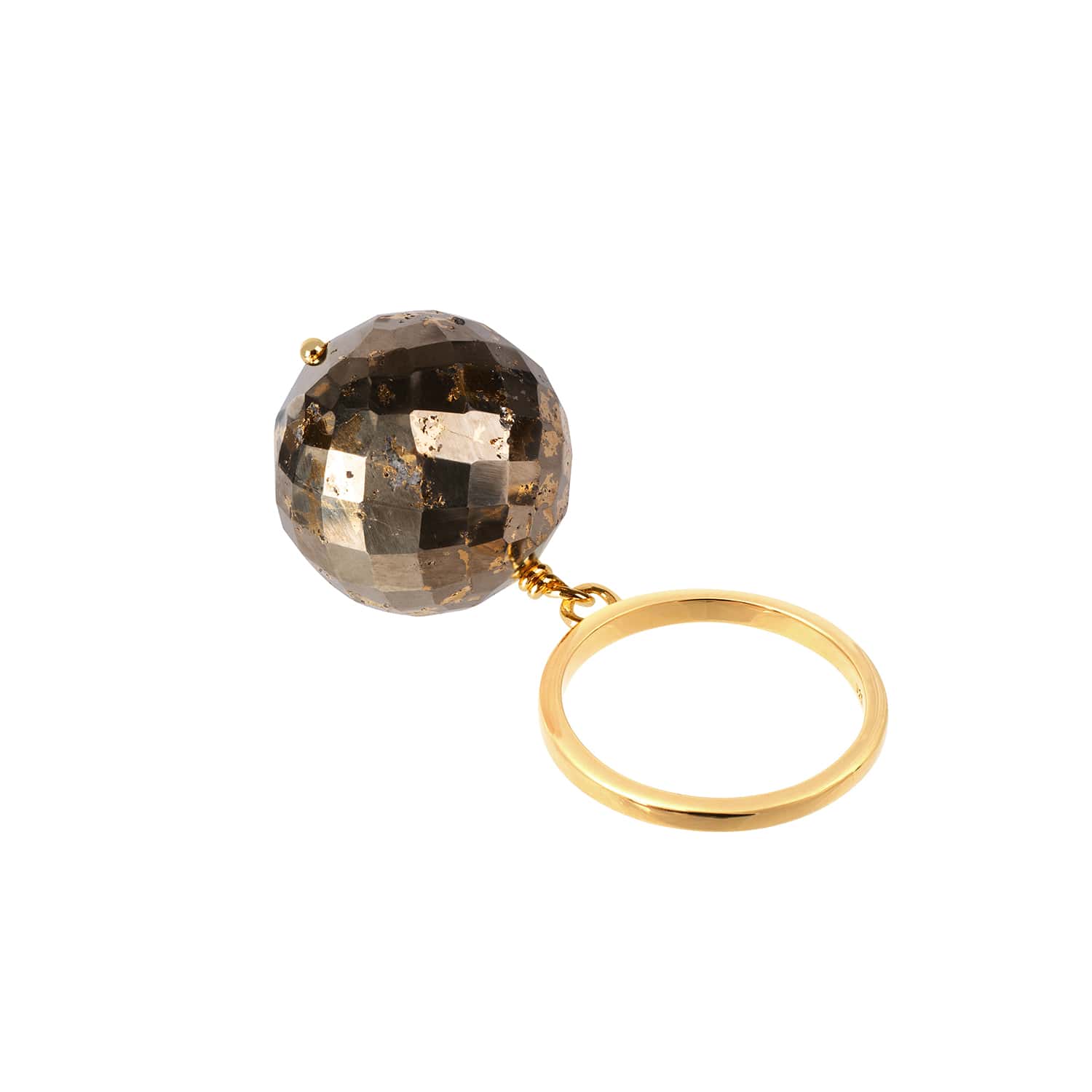 Bubble Pyrite Gold Ring - Size Adjustable