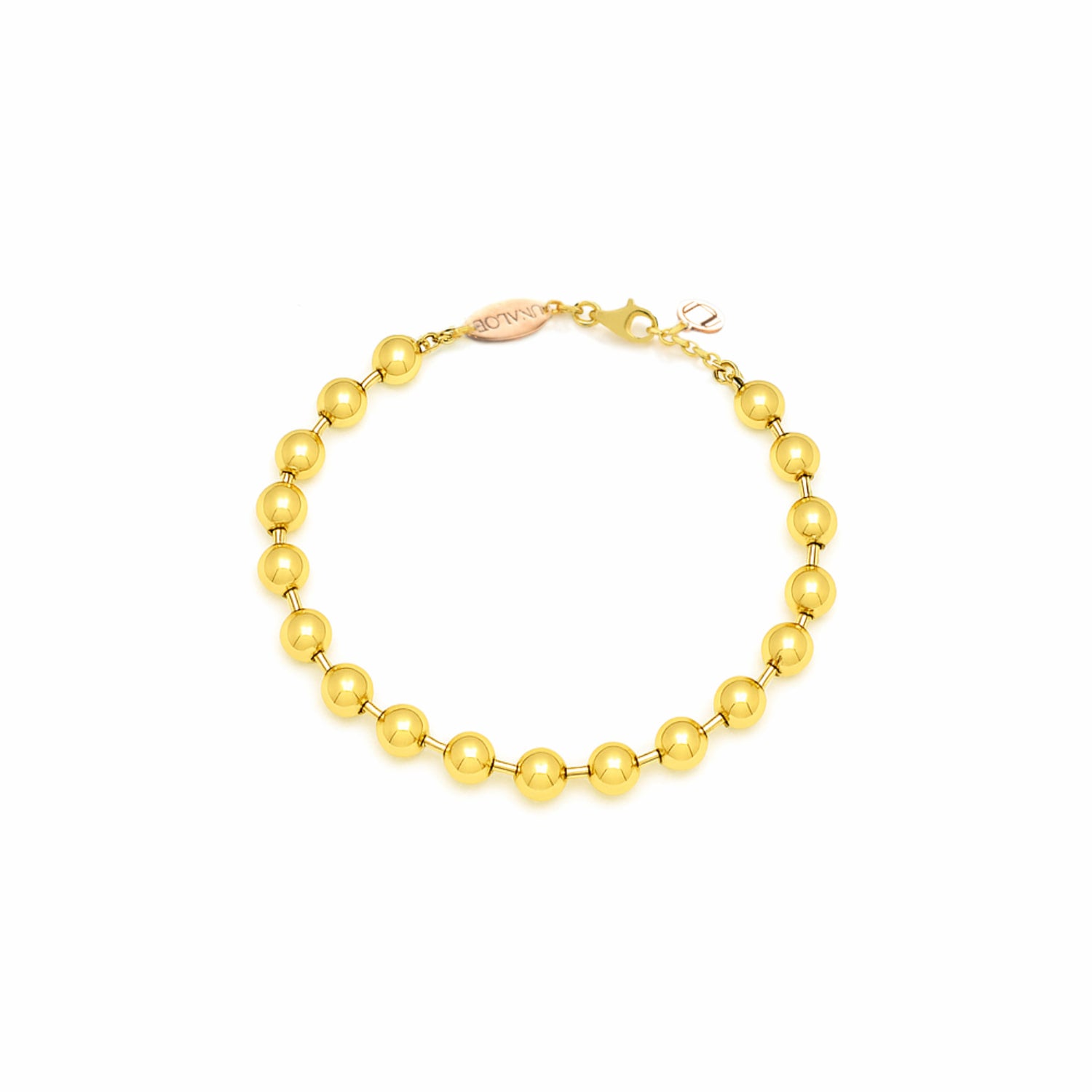 Bubbles Of Light Bracelet In Sterling Silver-Gold Plated With Unaloe Rose Gold Monogram