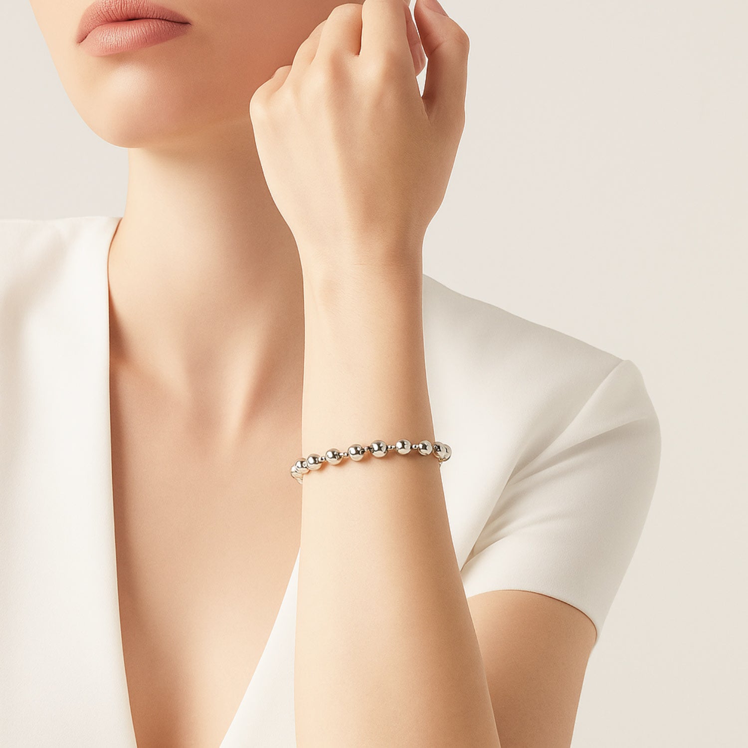 Bubbles Of Light Bracelet In Sterling Silver With Unaloe Rose Gold Monogram