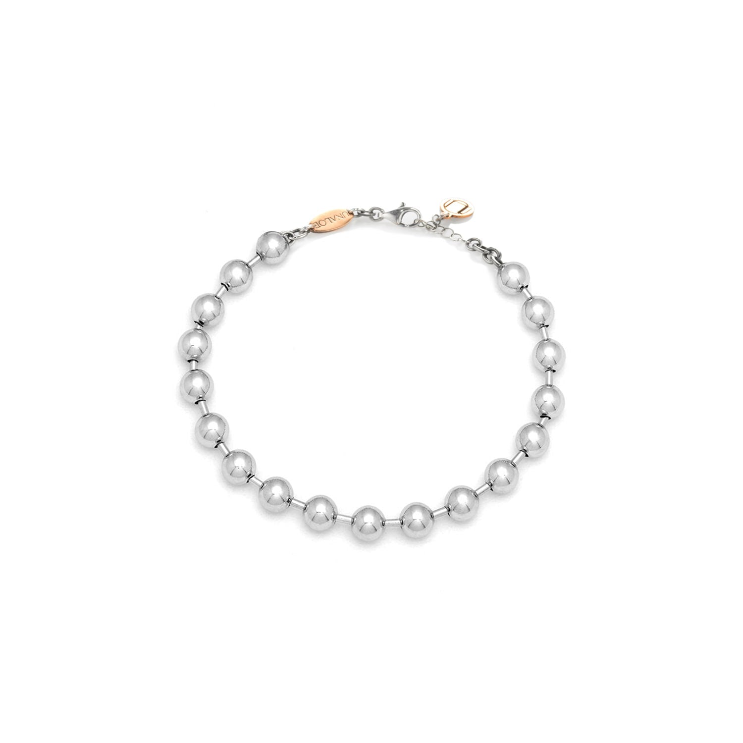 Bubbles Of Light Bracelet In Sterling Silver With Unaloe Rose Gold Monogram