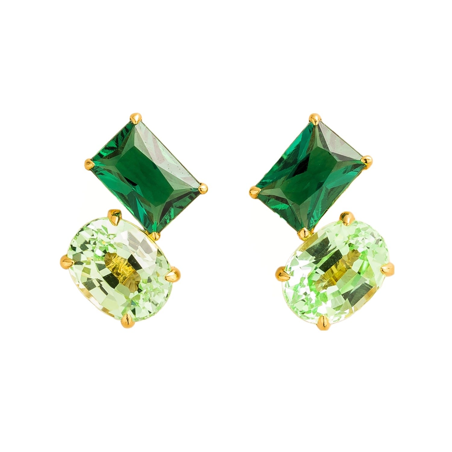 Buchon Gold Earrings In Emerald & Green Sapphire