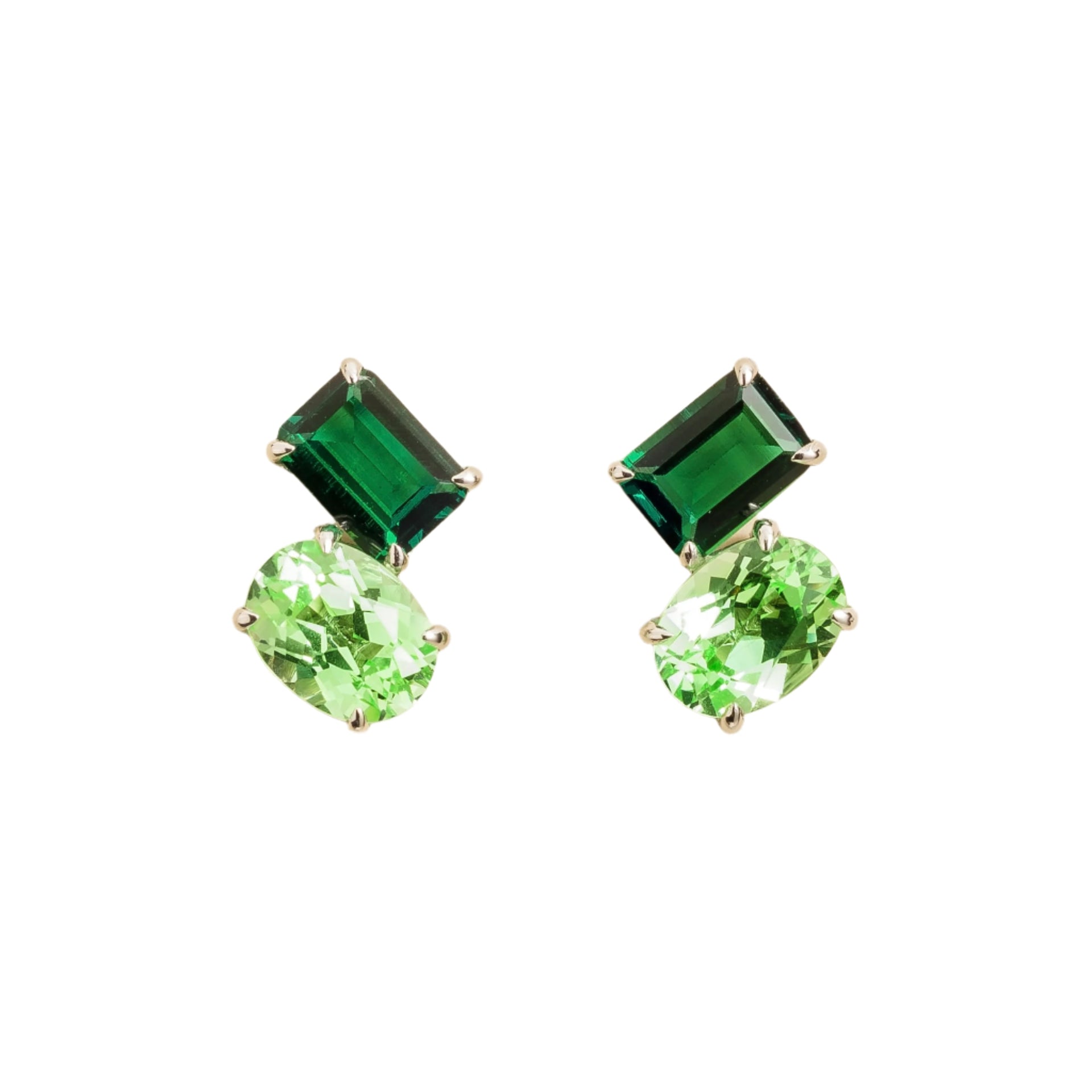 Buchon White Gold Earrings In Emerald & Green Sapphire