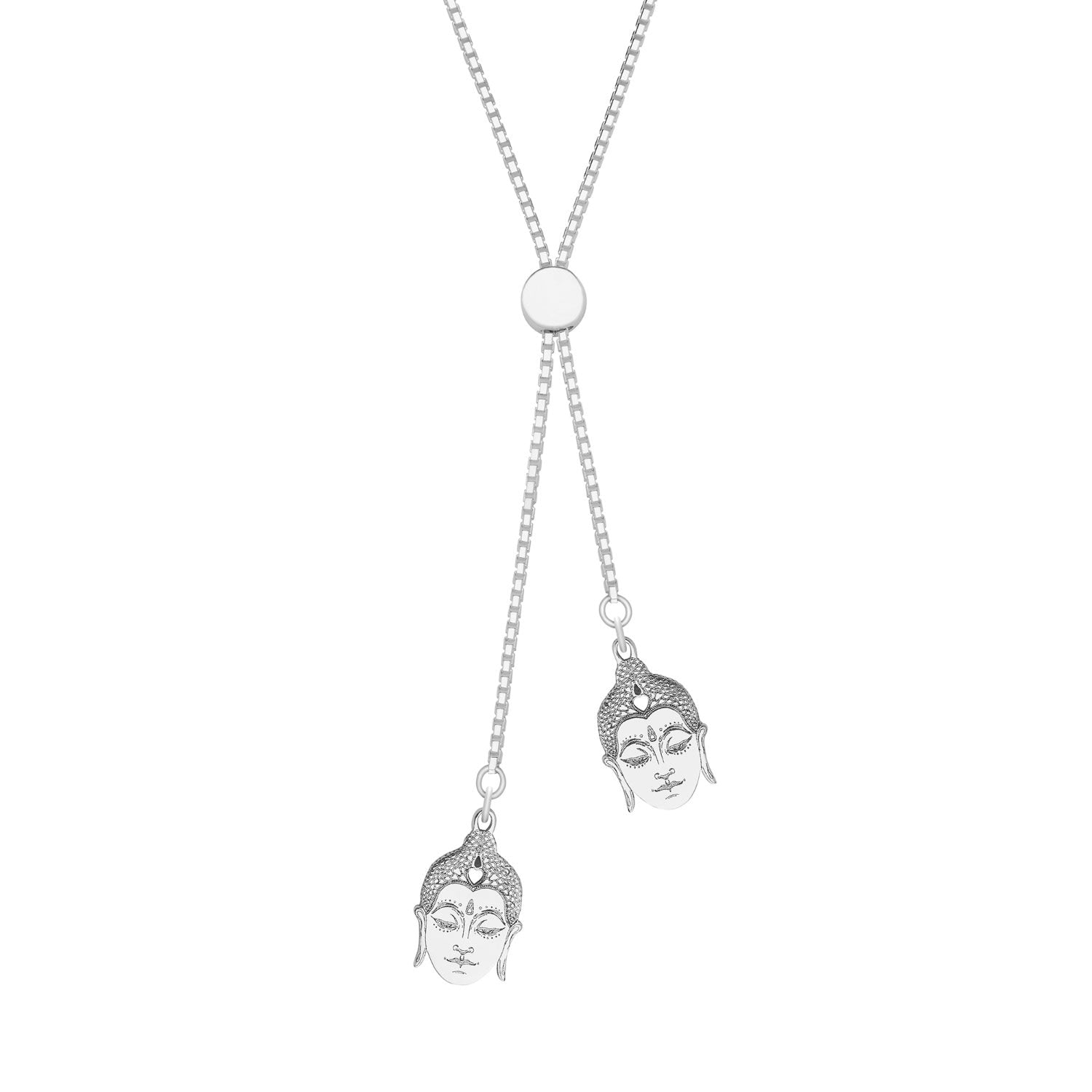 Buddha Head Sterling Silver Sluder Necklace