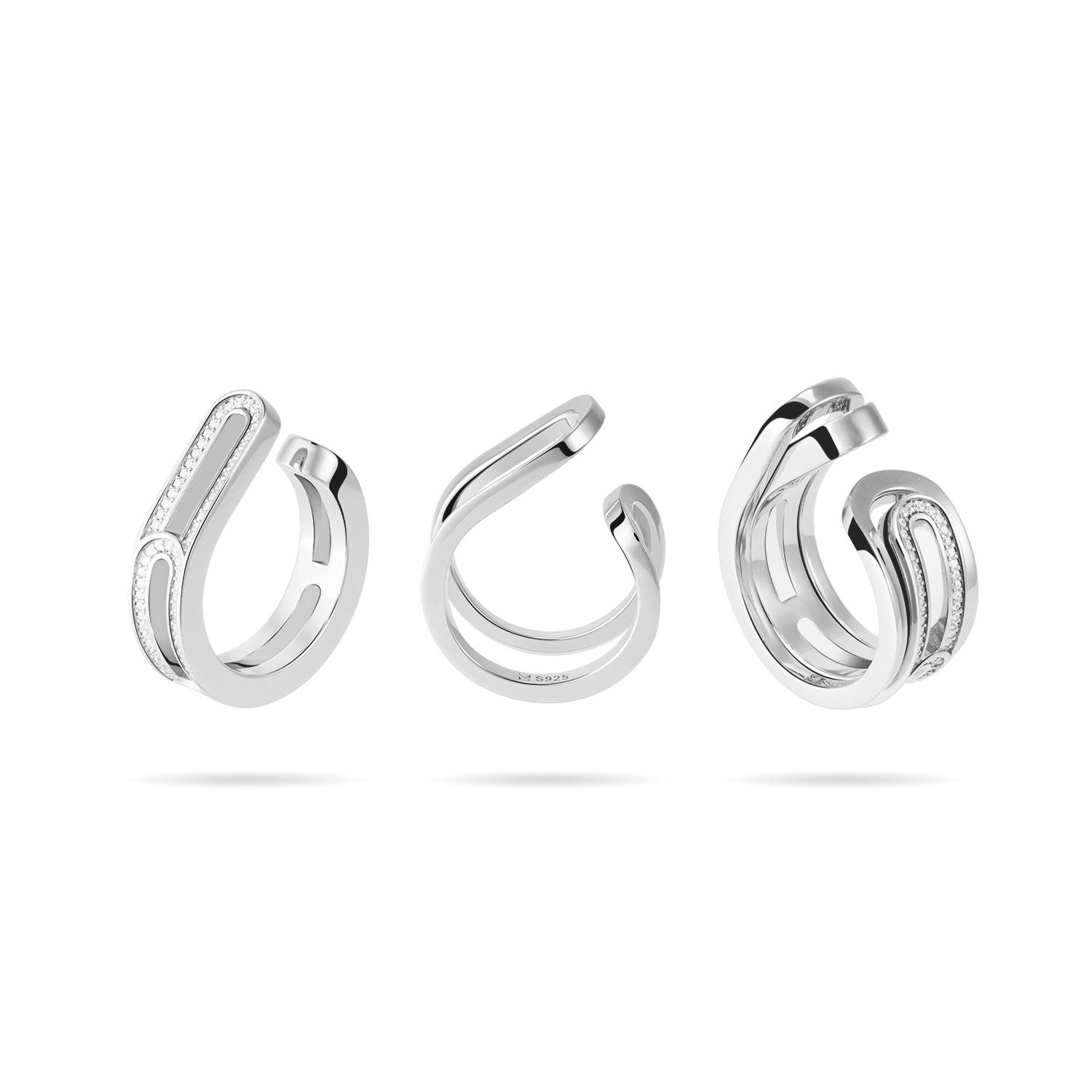 Budding Flower Ring Set - Silver