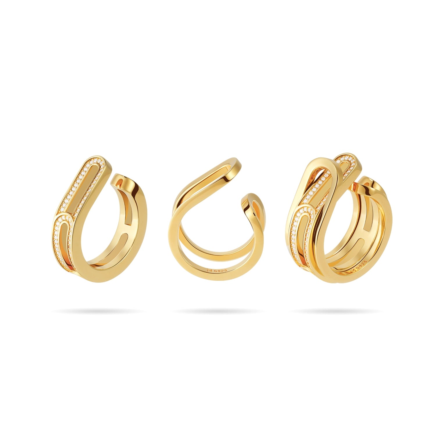 Budding Flower Ring Set - Gold