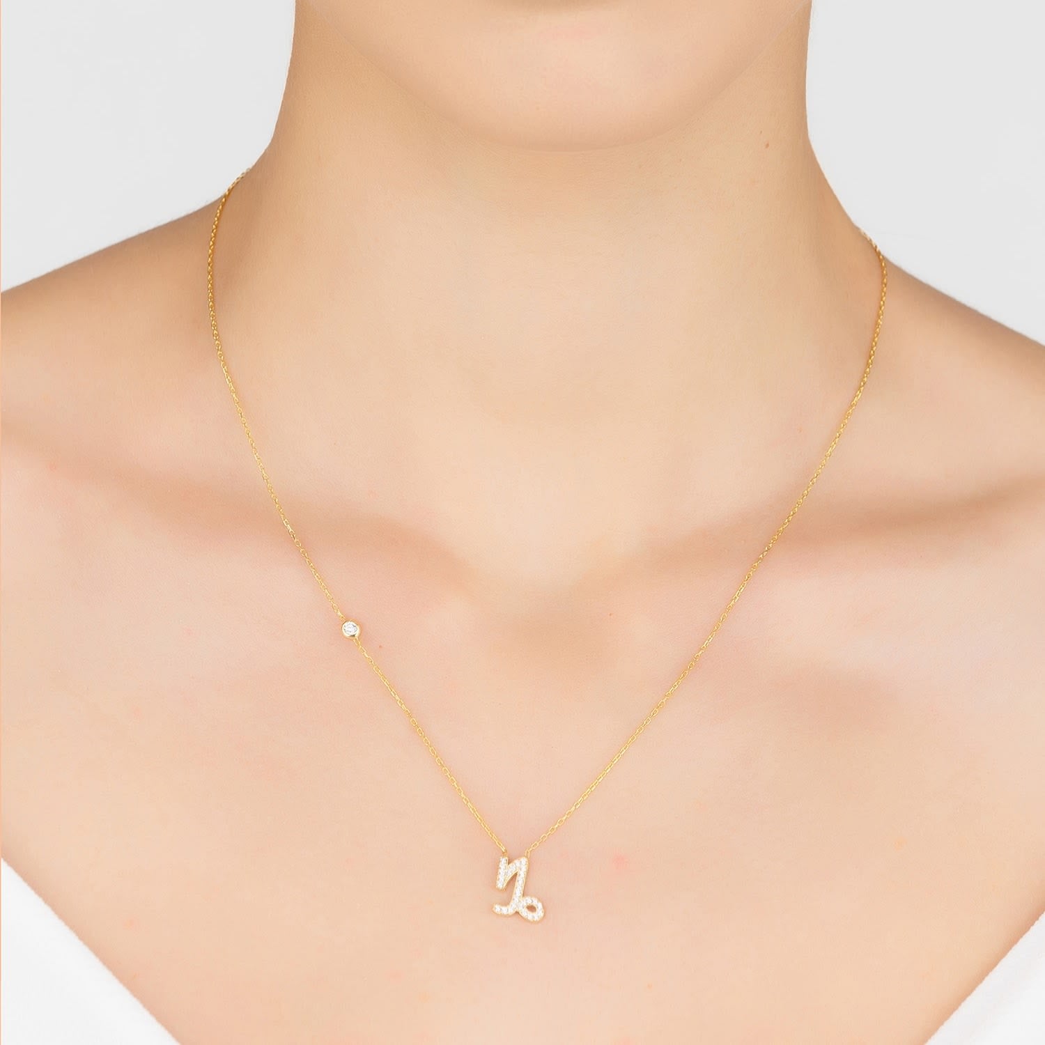 Zodiac Star Sign Pendant Necklace Gold Capricorn