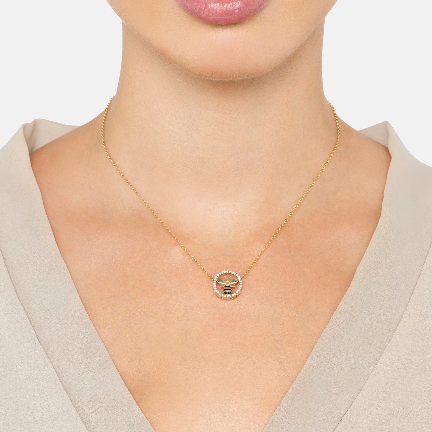 Bumble Bee Pendant Necklace Gold