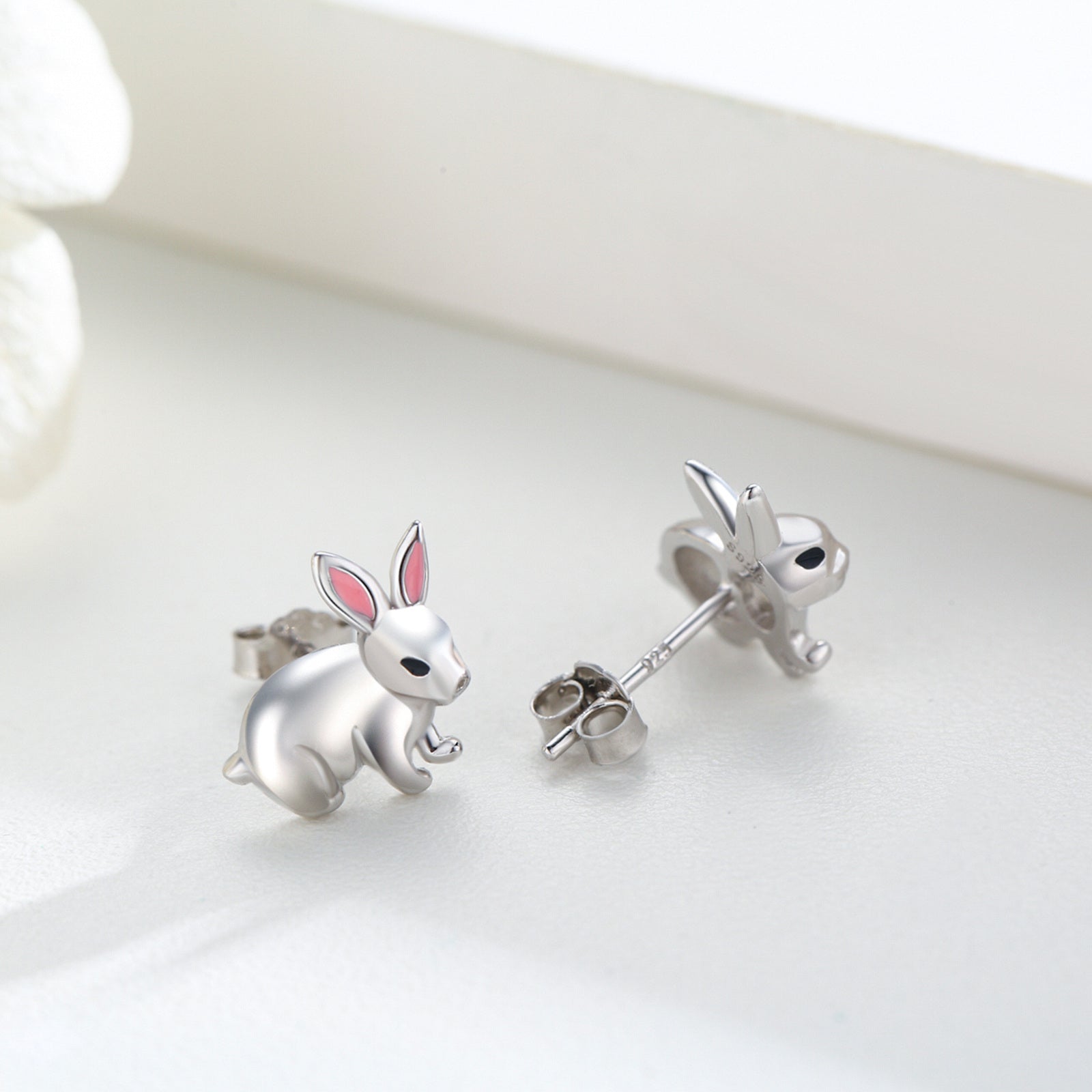 Sterling Silver Rabbit Stud Earrings for Women