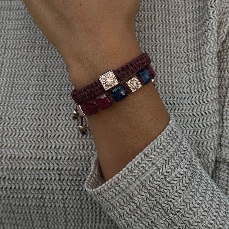 Bordeaux Macráme Bracelet In Rose Gold