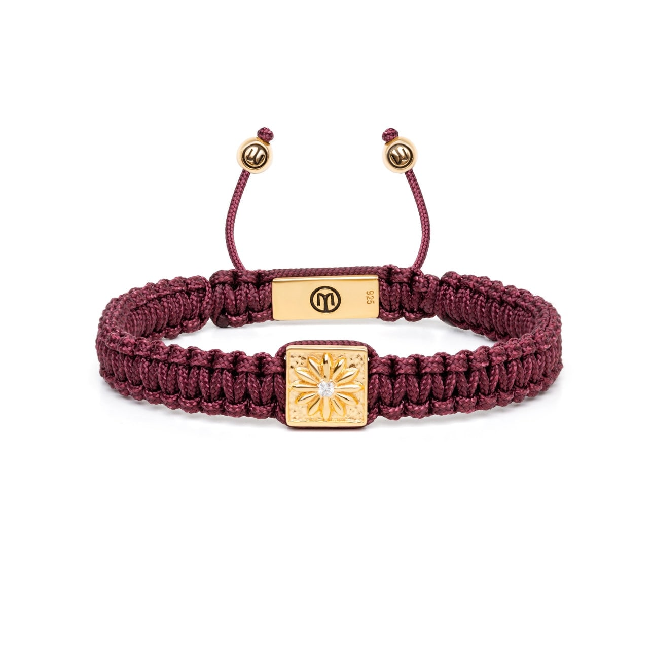 Burgundy Macrame Bracelet In Gold