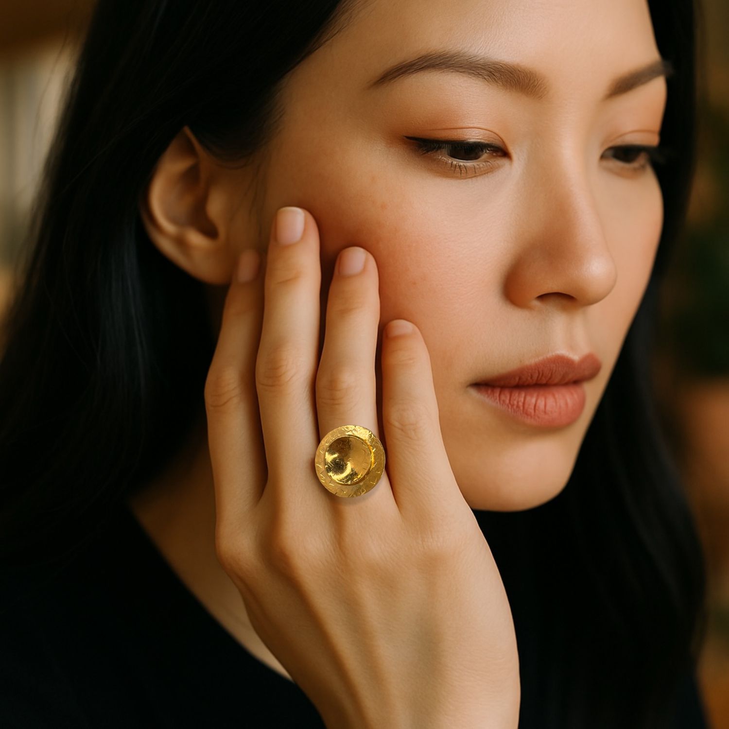 Buttercup Textured Adjustable Ring