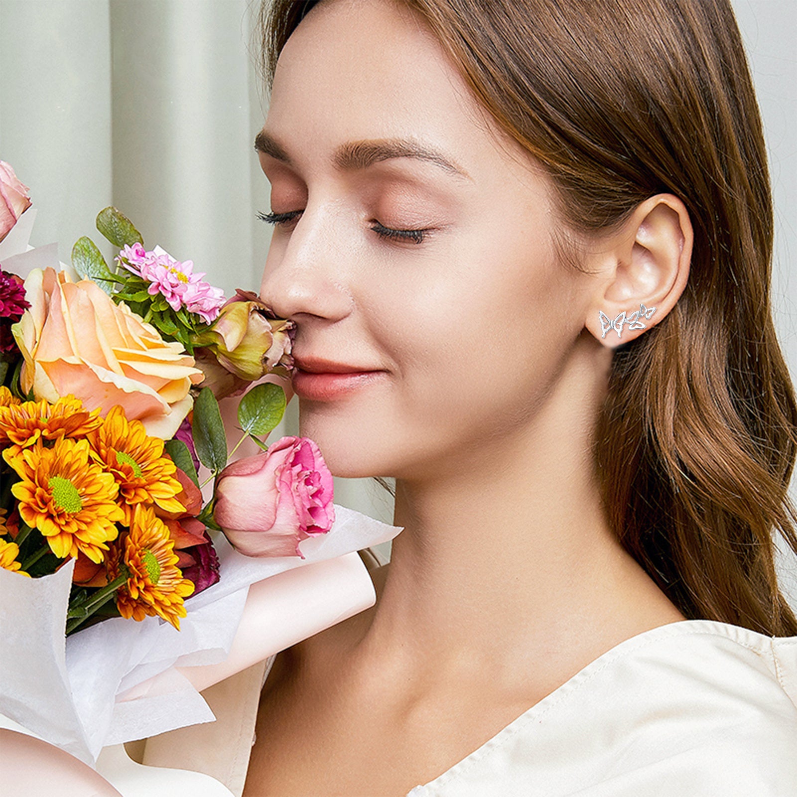 Sterling Silver Butterfly Climber Earrings