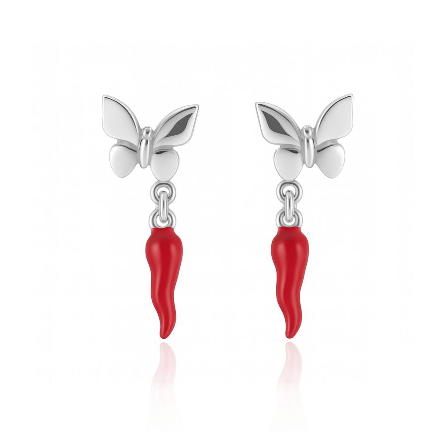 Butterfly Earrings In Sterling Silver-Unaloe With Lucky Charm