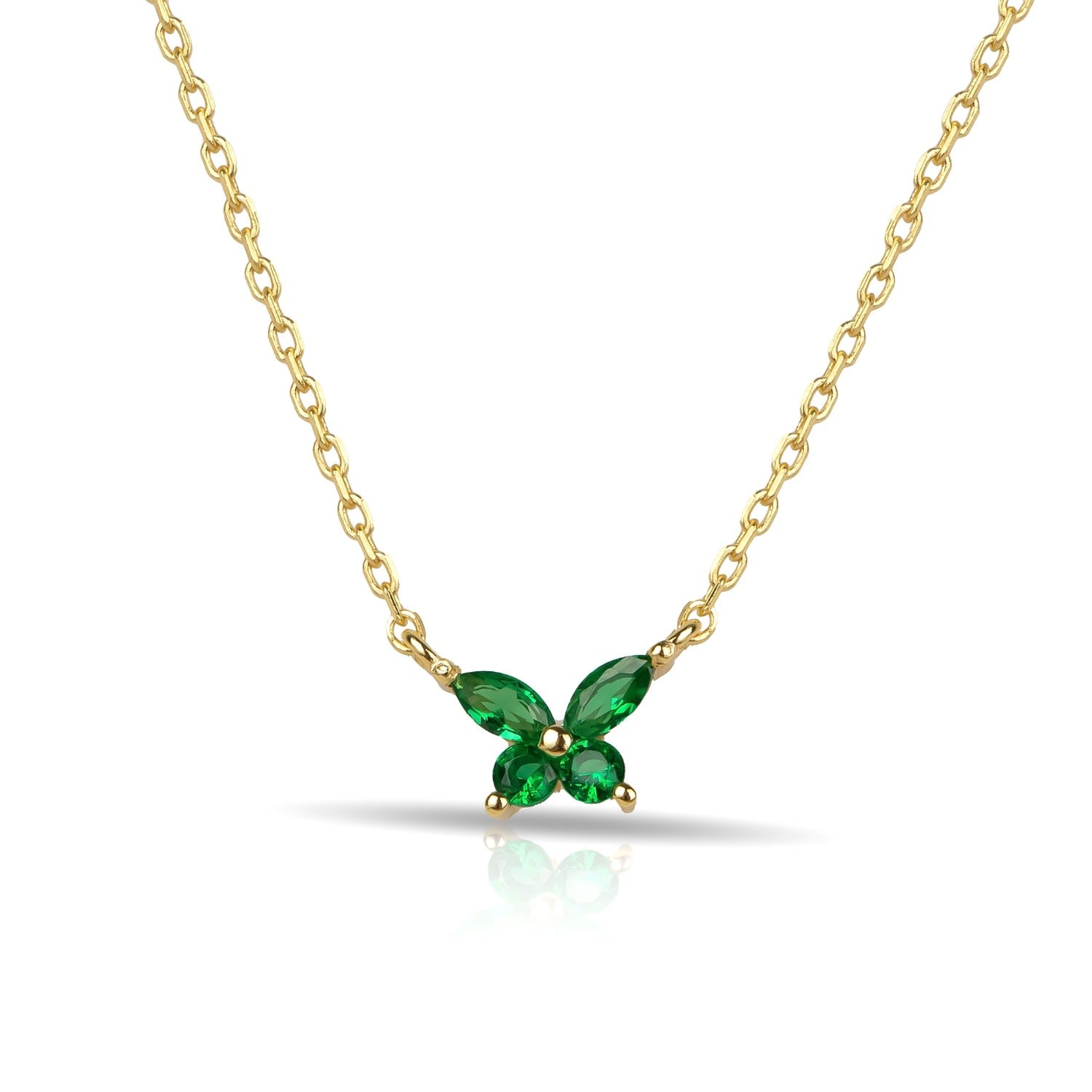 Butterfly Emerald Necklace -Gold