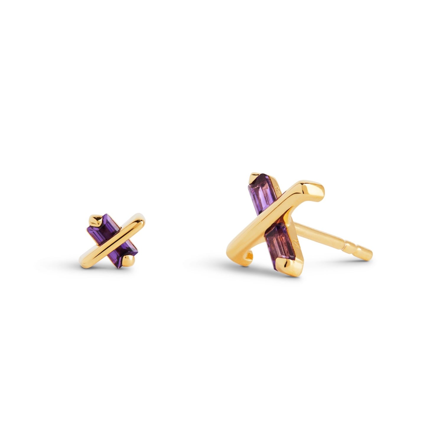 Butterfly Kiss Earrings - February - Amethyst - Gold Vermeil